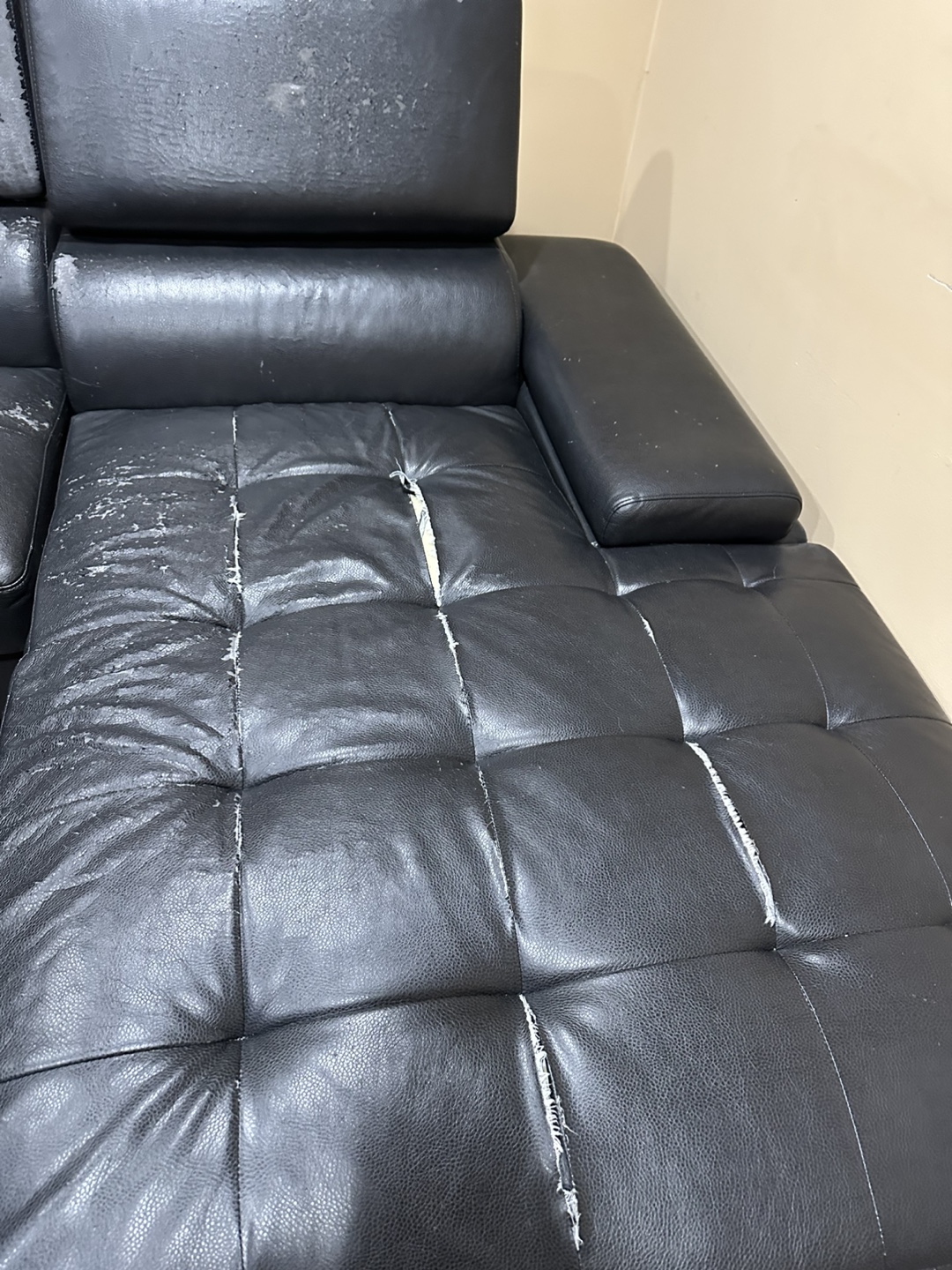 Black Leather Sectional Sofa FREE - photo 3