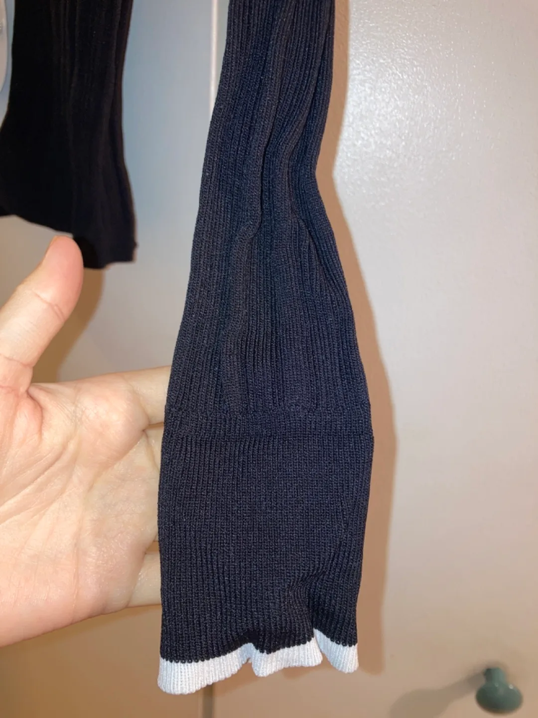 Cute stretchy Knit Cardigan w Pearl Trim image indicator(4)