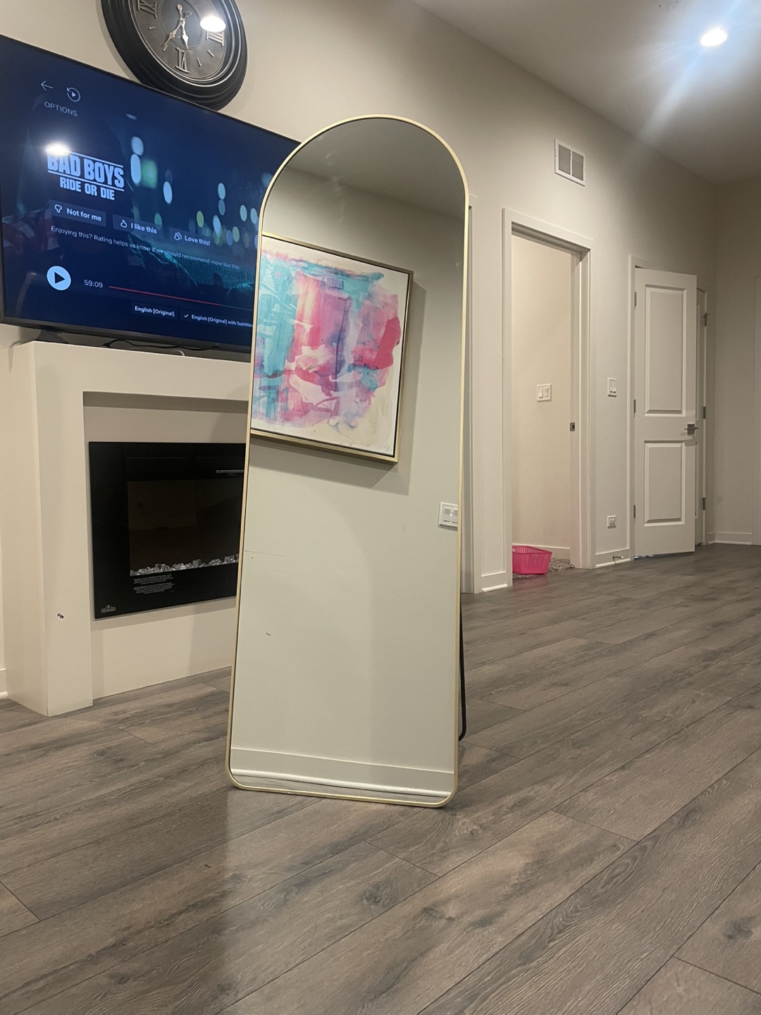 Full Length Arched Mirror with Gold Frame