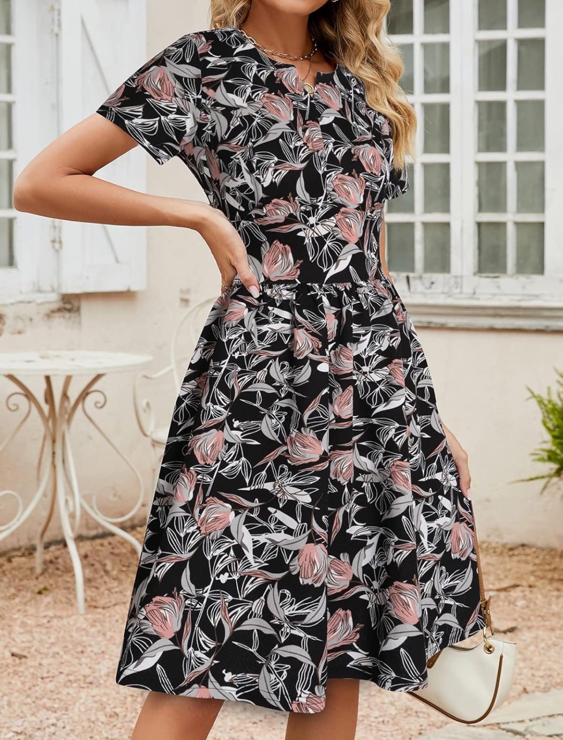 NEW! YATHON Flared Swing A-Line Floral Print Casual Midi Dress - photo 5