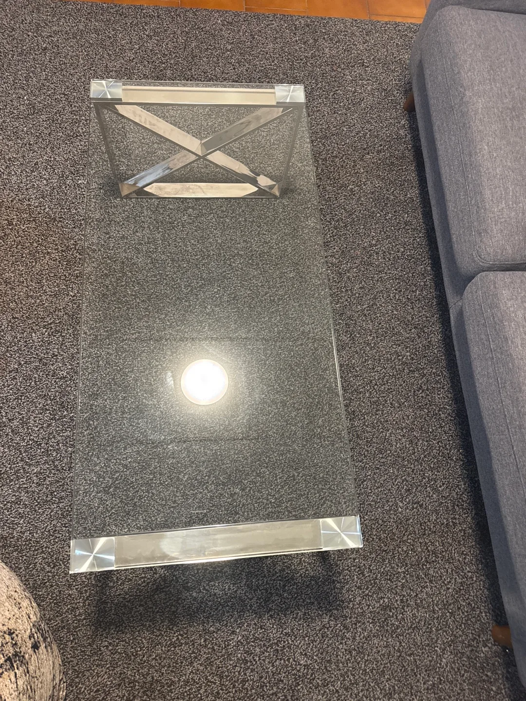 Glass Coffee Table with Chrome Base thumbnail