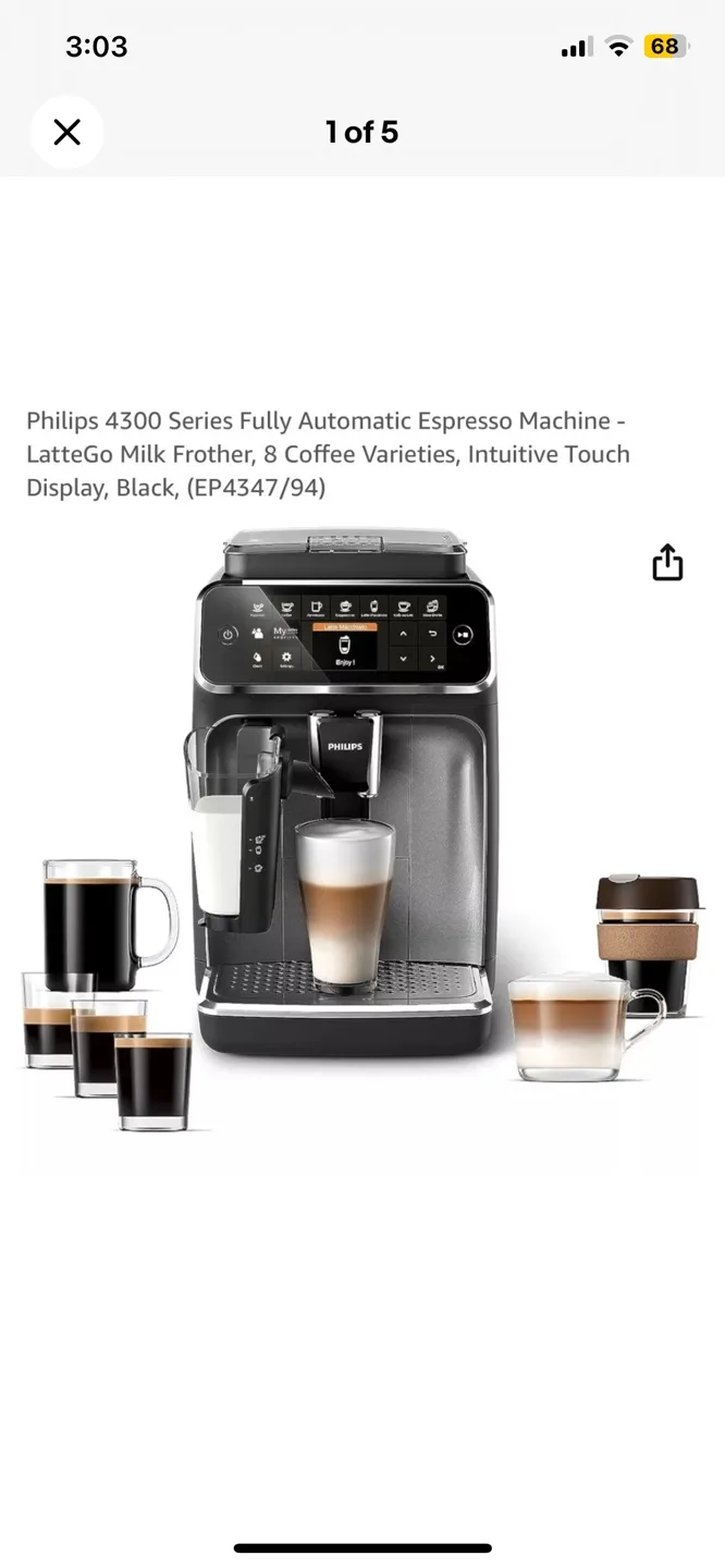 Philips 4300 Series Fully Automatic Espresso Machine thumbnail
