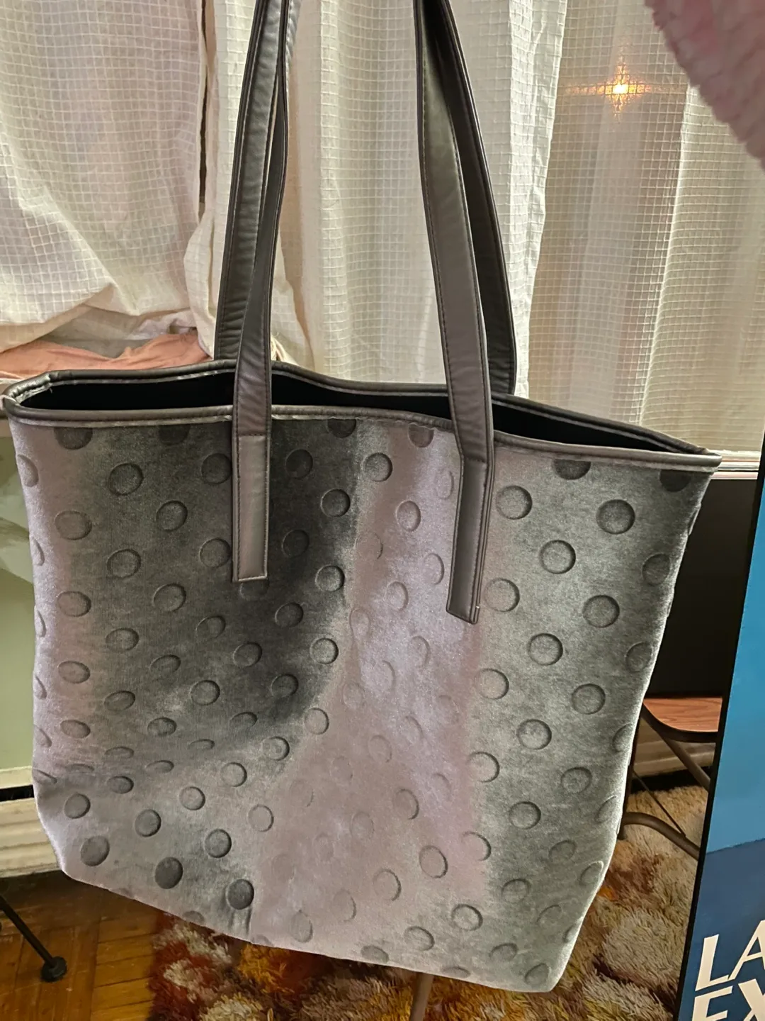 Kate Spade Grey Velvet Tote Bag image indicator(2)