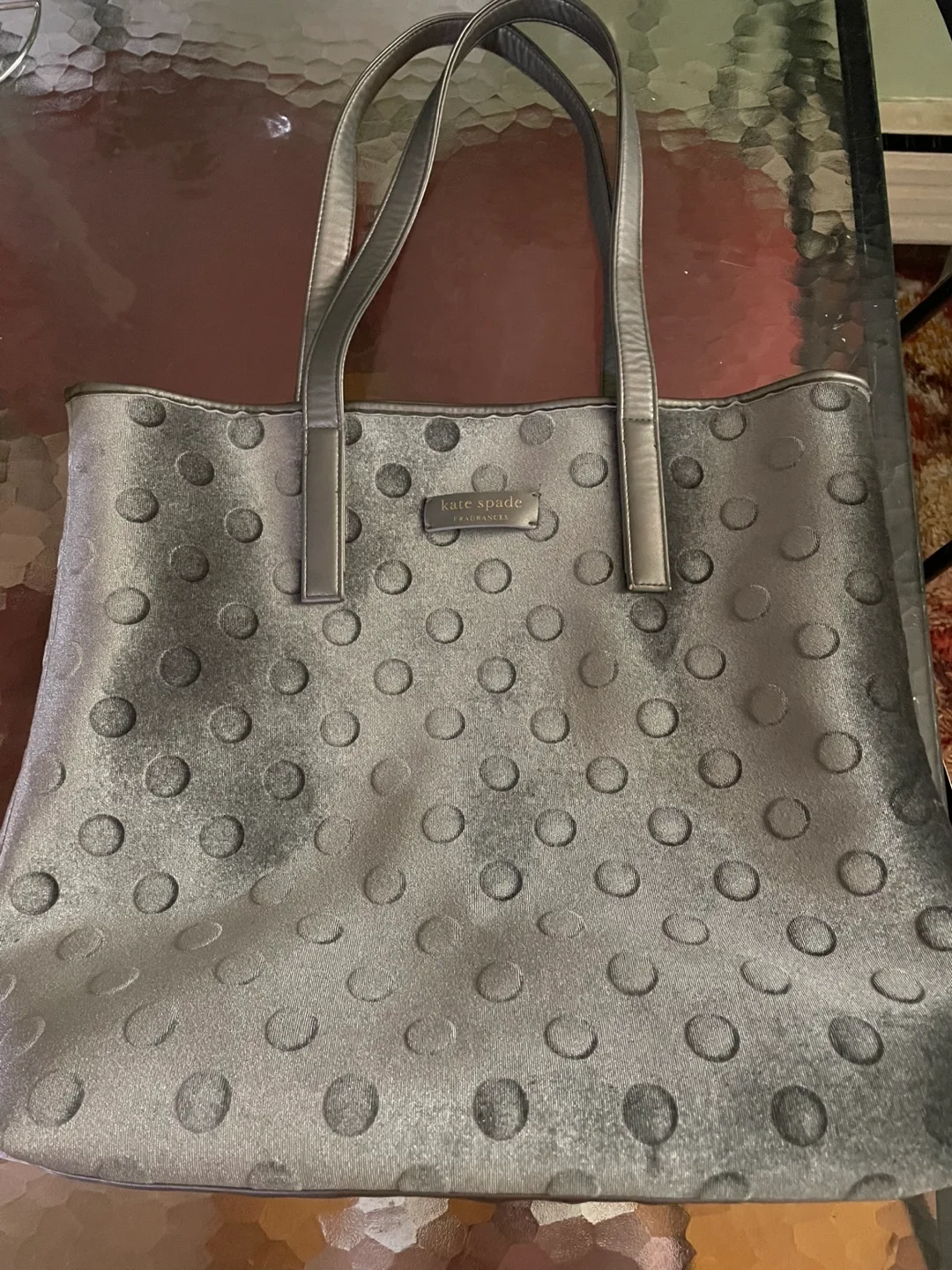 Kate Spade Grey Velvet Tote Bag image indicator(3)