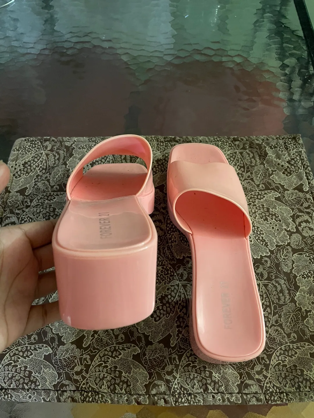 Forever 21 Pink Platform Slides image indicator(4)