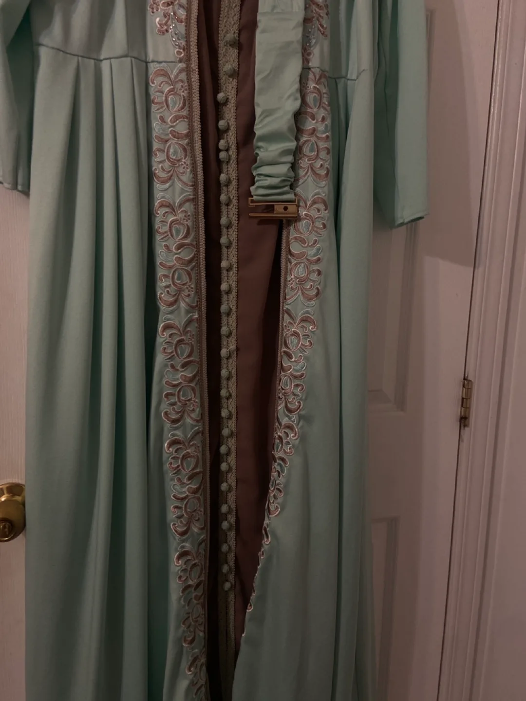 Mint Green Kaftan with Embroidered Detail image indicator(2)
