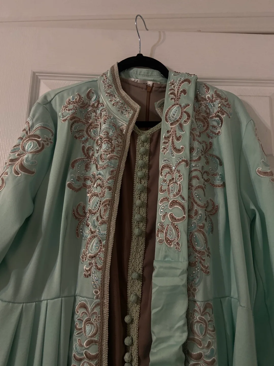 Mint Green Kaftan with Embroidered Detail image indicator(3)