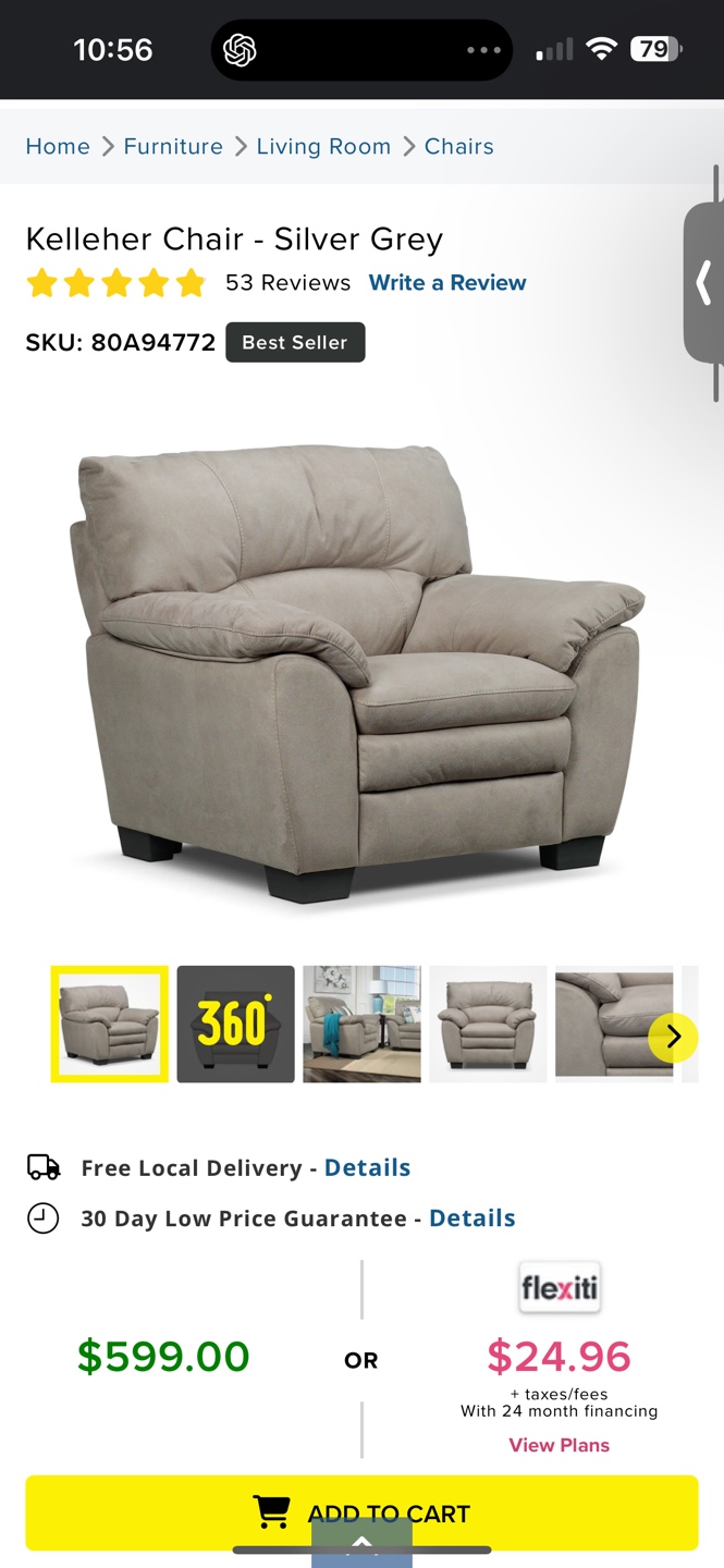 Kelleher Armchair - Silver Grey - photo 3