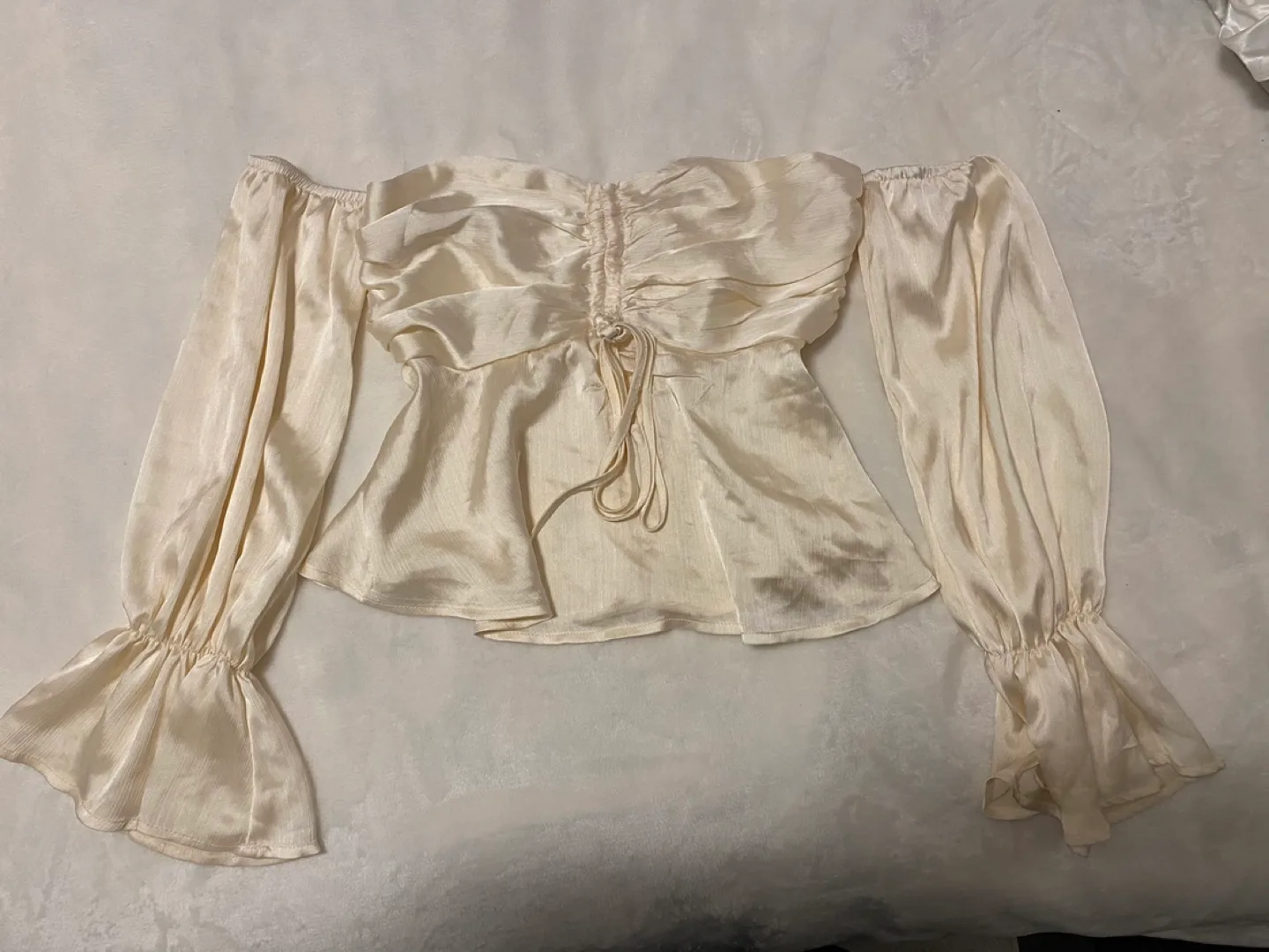 Off the Shoulder Satin Top thumbnail