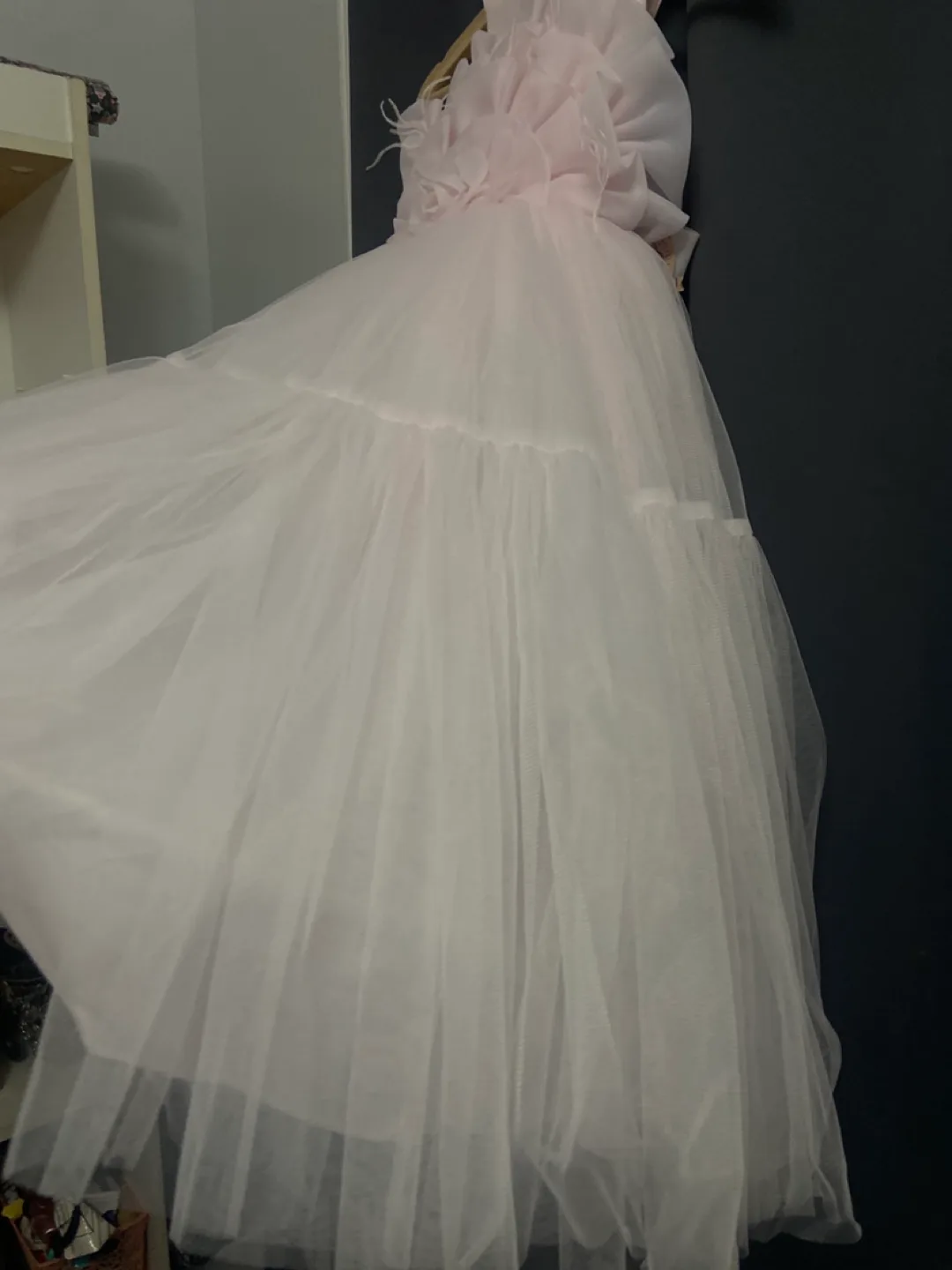 Pink Flower Girl Dress with Feathers image indicator(4)