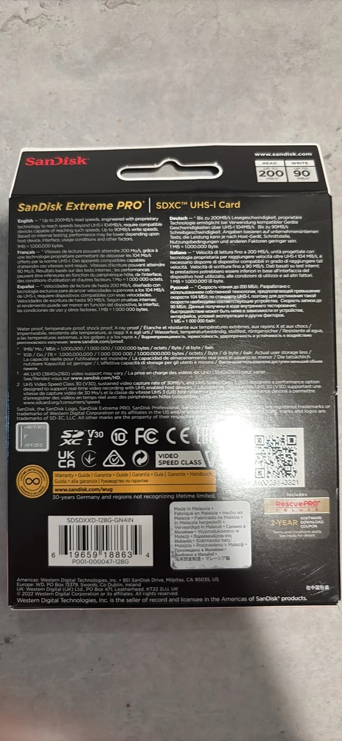 SanDisk Extreme PRO 128GB SDXC UHS-I Memory Card image indicator(2)