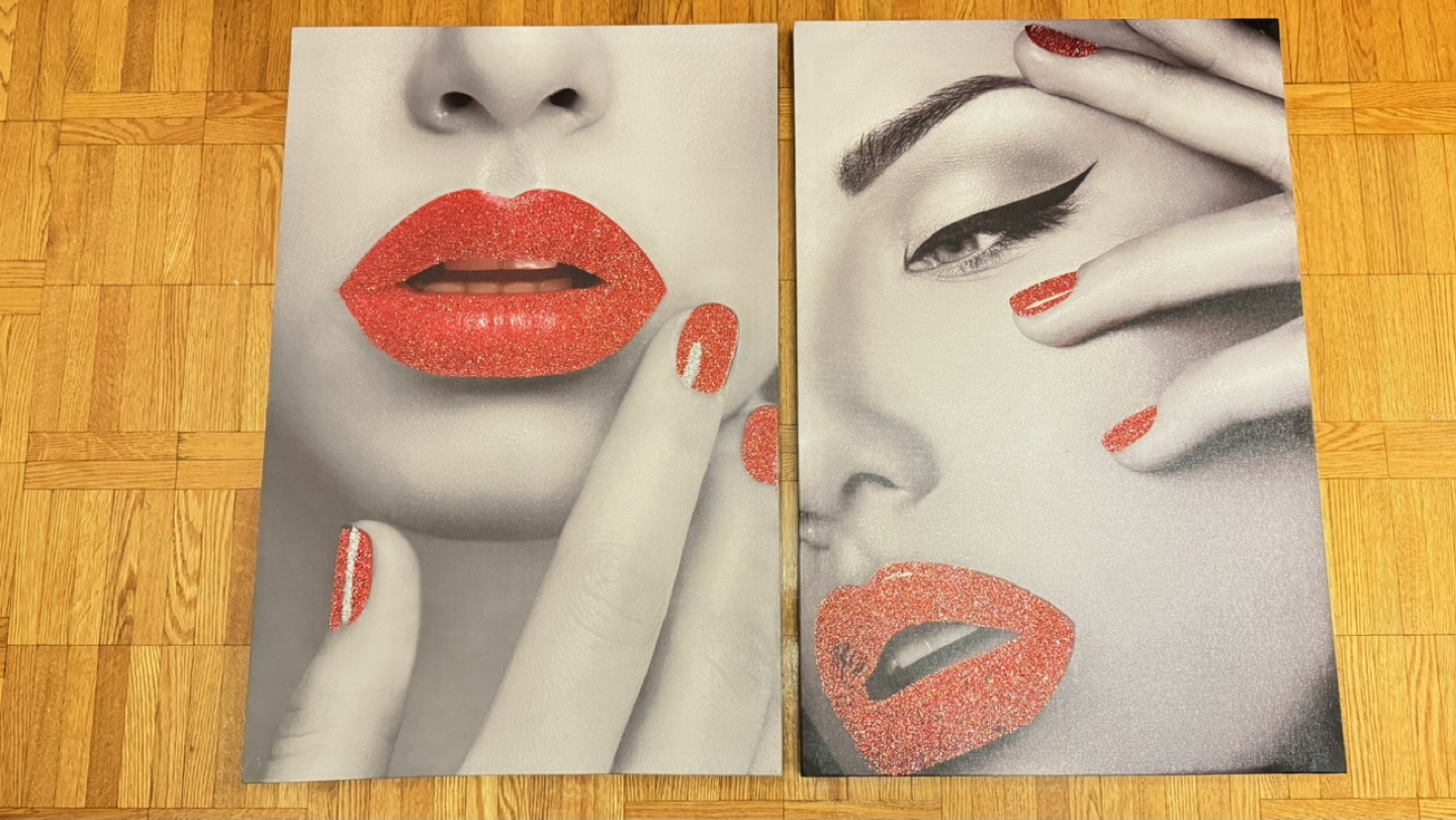Set of 2 Glitter Lips Wall Art
