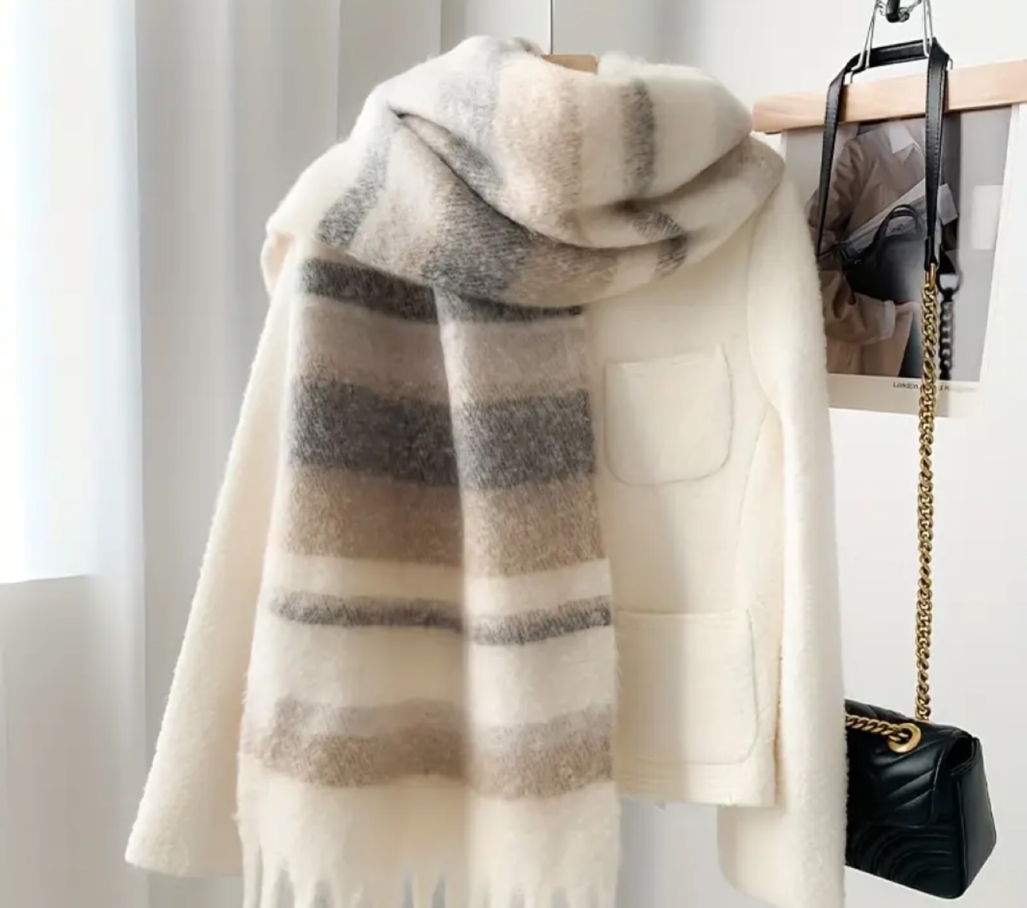 Striped Scarf with Tassels - photo 2