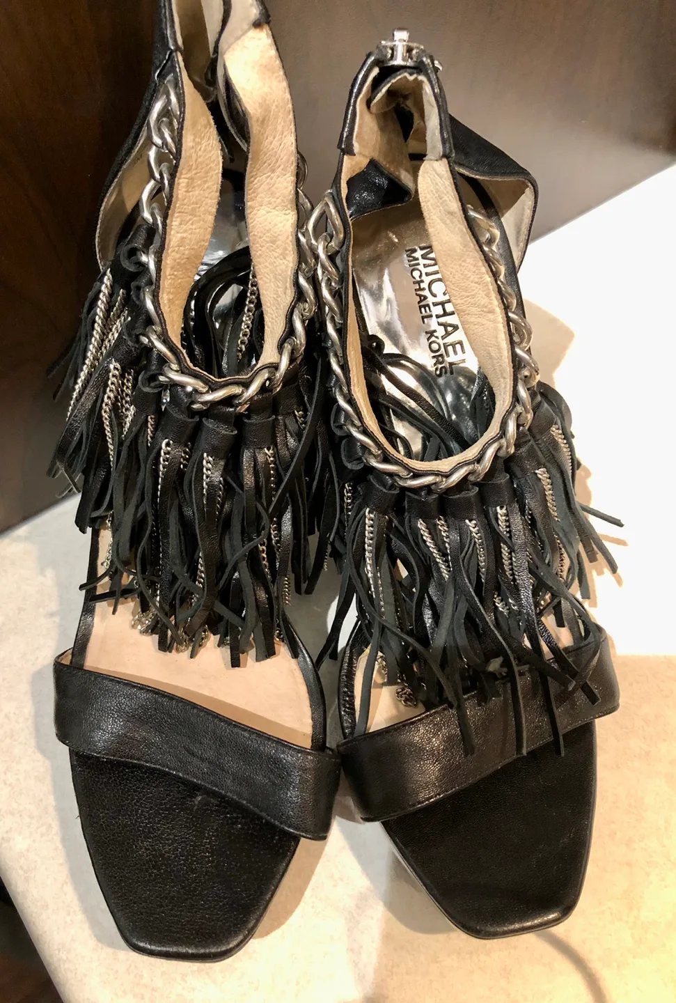 Michael Kors Black Leather Heels image indicator(6)