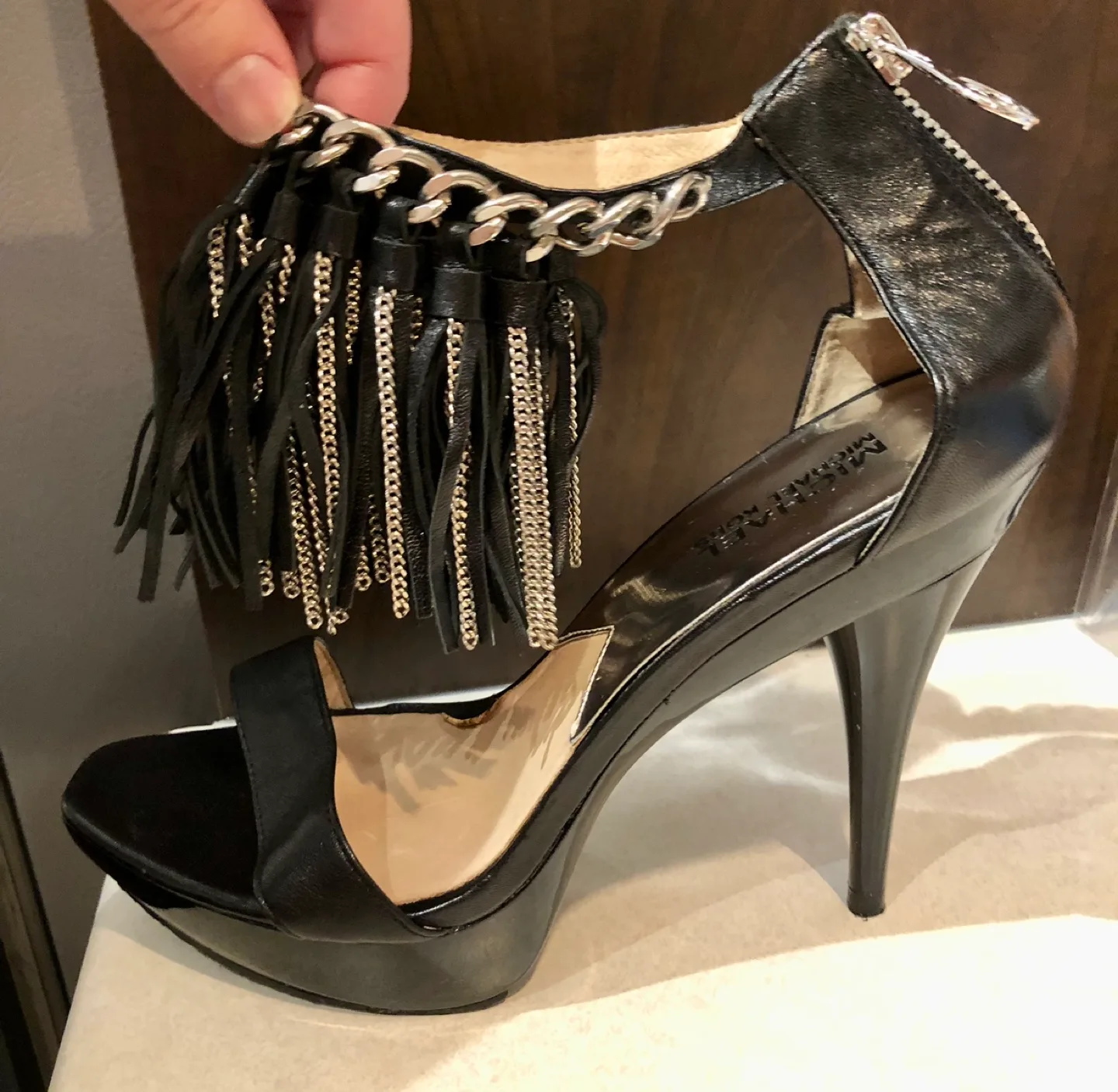 Michael Kors Black Leather Heels image indicator(8)