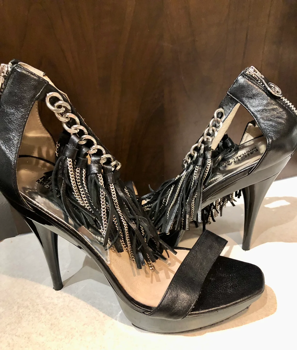 Michael Kors Black Leather Heels image indicator(4)