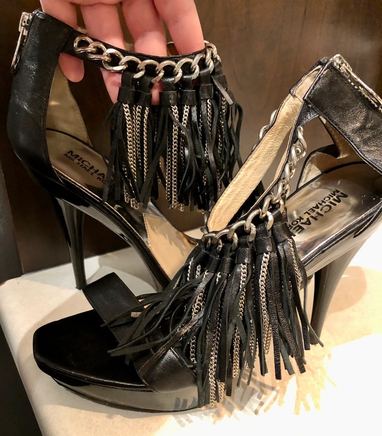 Michael Kors Black Leather Heels image indicator(9)