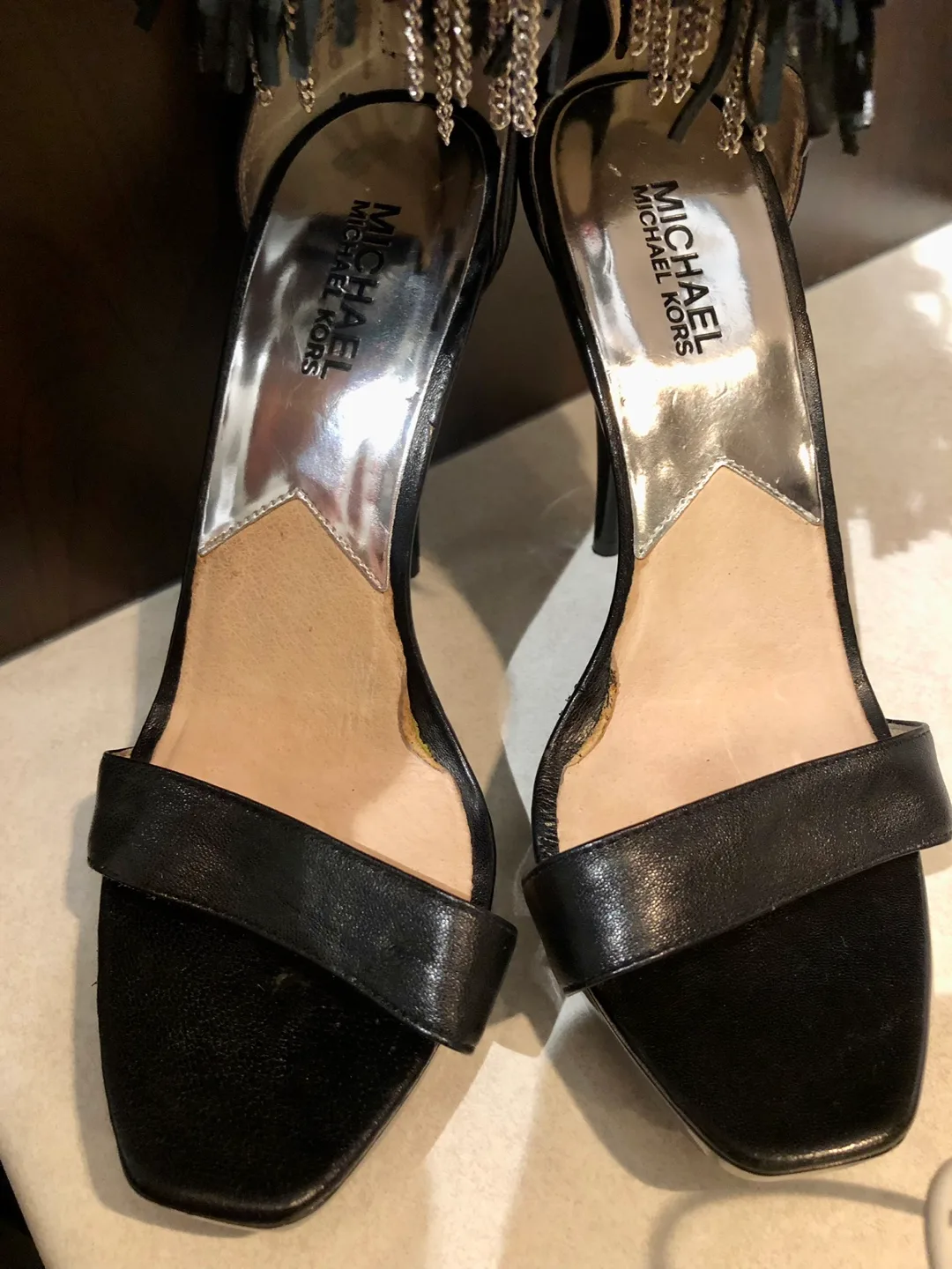 Michael Kors Black Leather Heels image indicator(7)