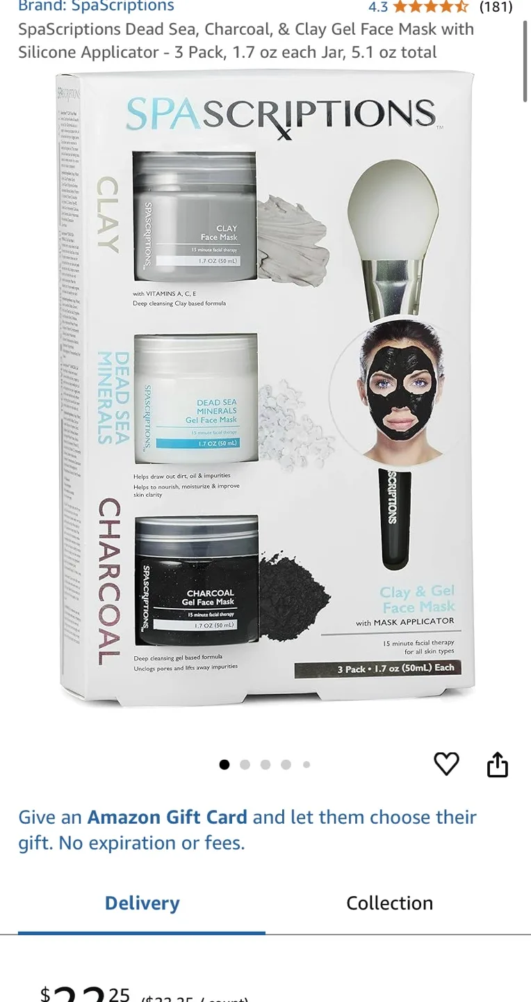 🎅Stocking stuffer - Dead Sea, Charcoal, Clay Gel Face Mask set image indicator(2)