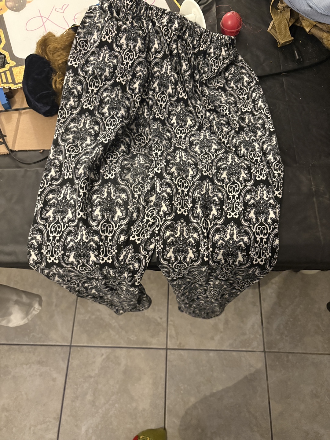 Plus size Womens Black and White Patterned Pants