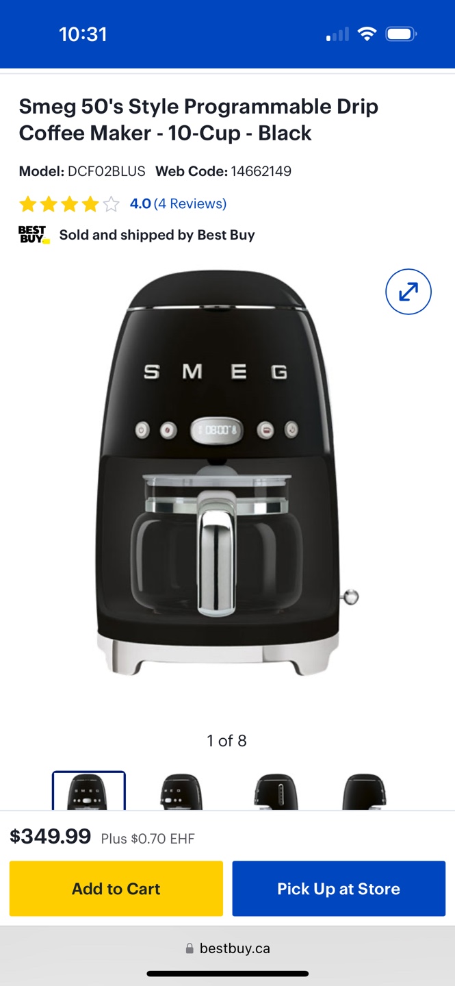 Smeg 50's Style Programmable Drip Coffee Maker - 10-Cup - Black