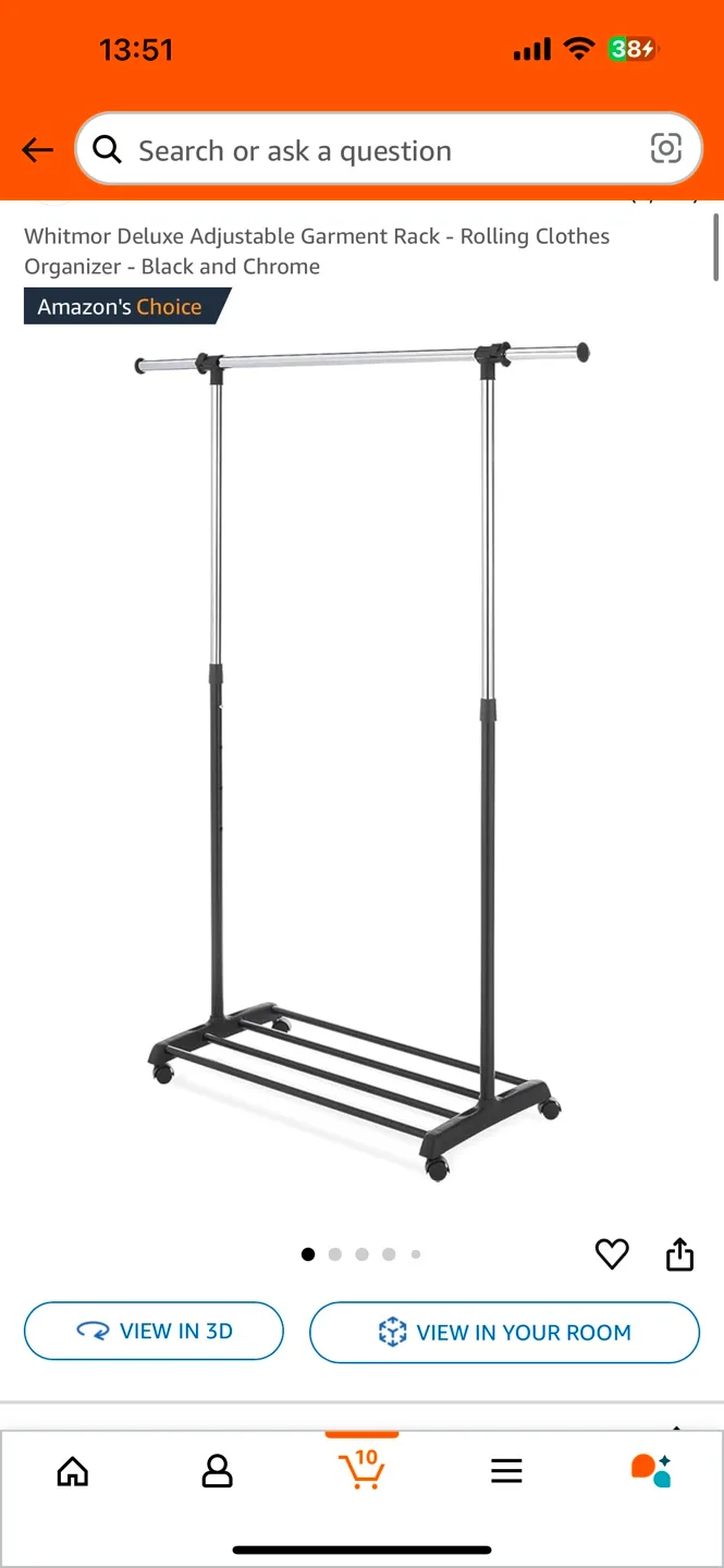 Whitmor Deluxe Adjustable clothes Rack thumbnail