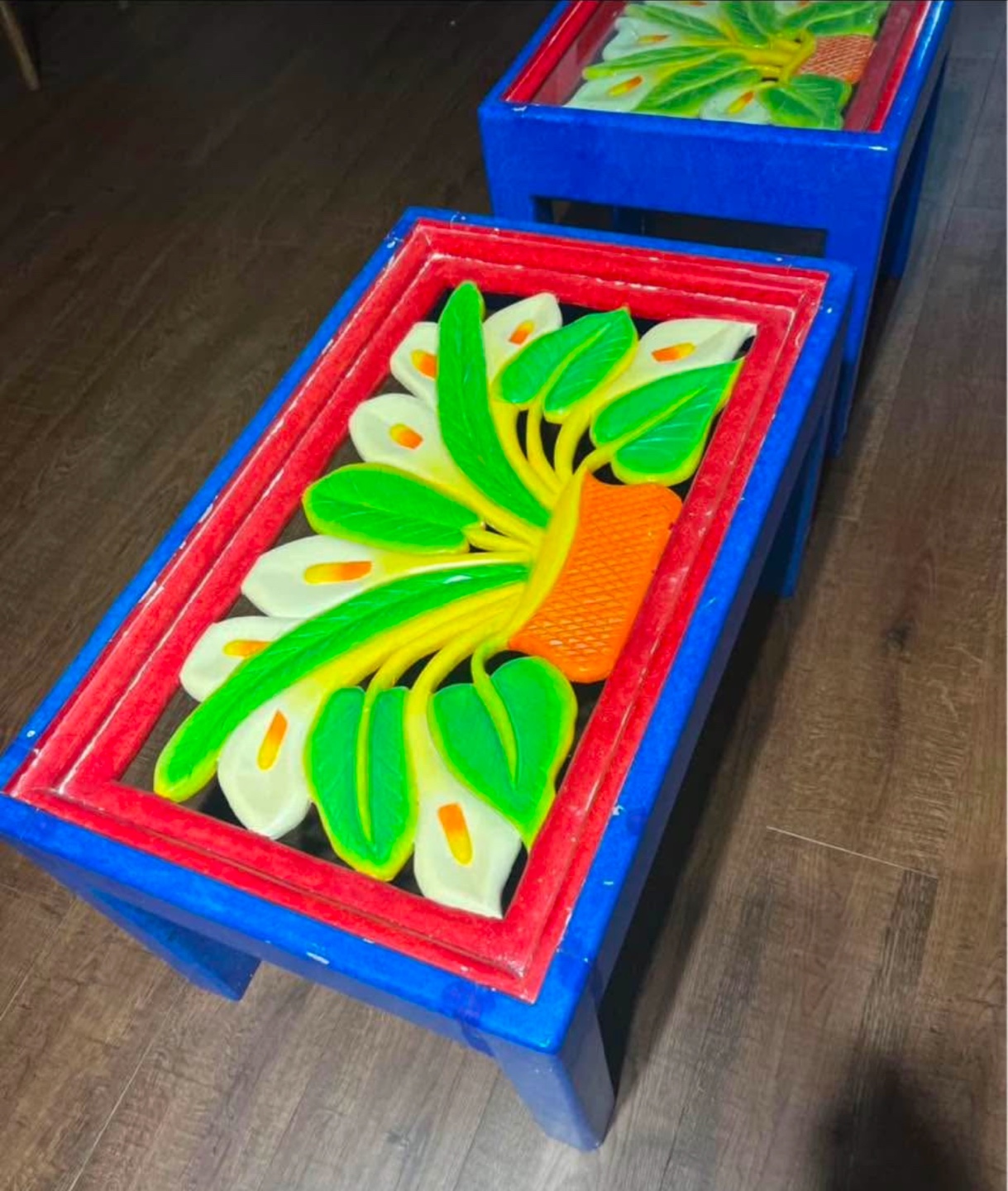 Set of 2 Hand Painted Mexican End Tables