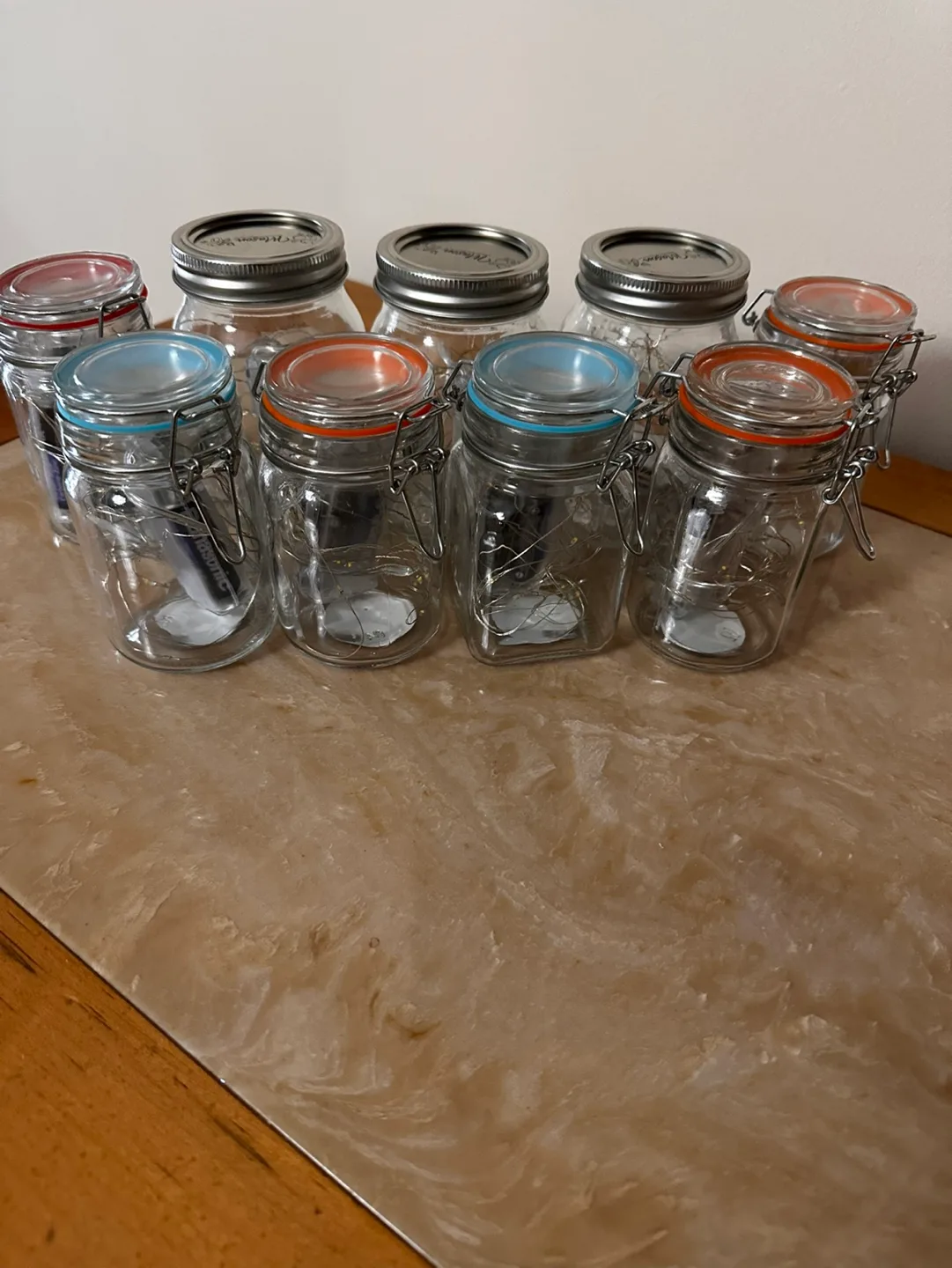 Set of 8 Glass Jars with Fairy Lights thumbnail