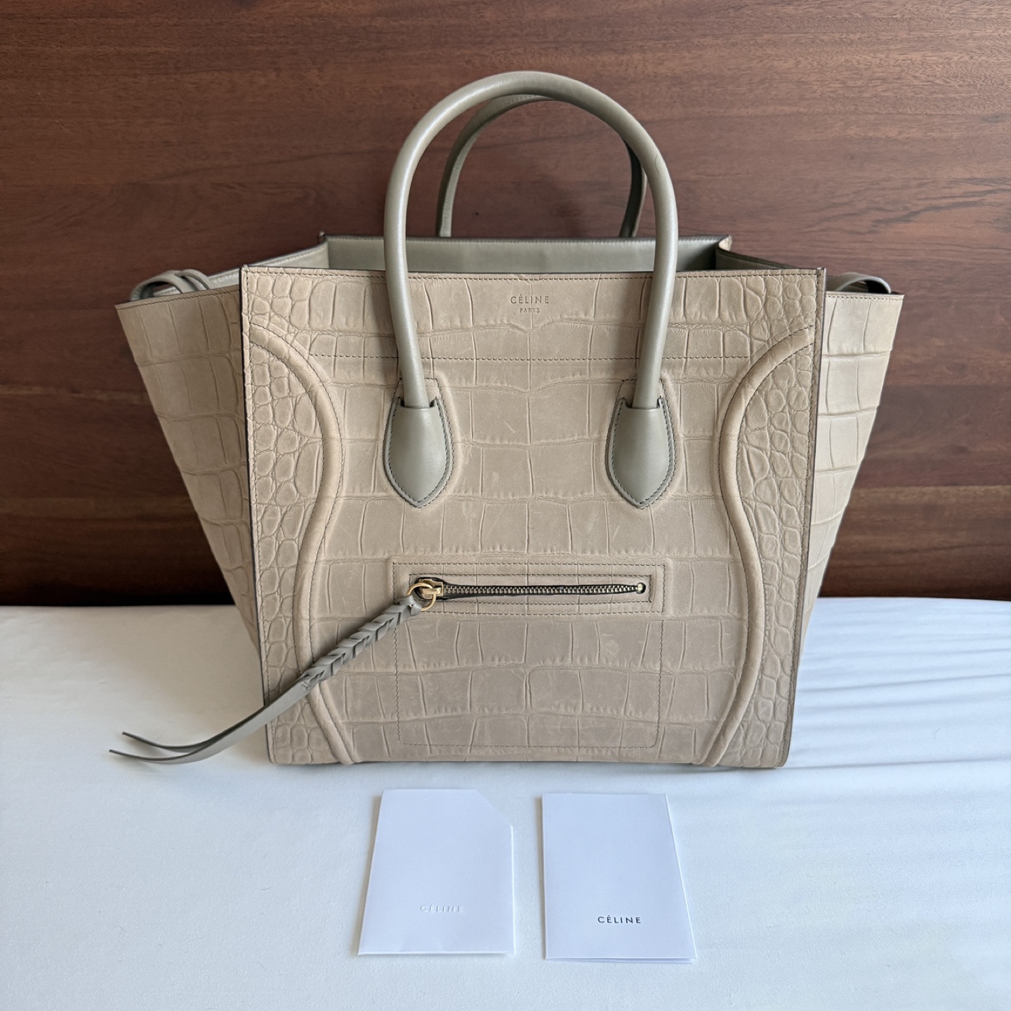 Celine Phantom Luggage Croc Embossed Nubuck, Authenticated