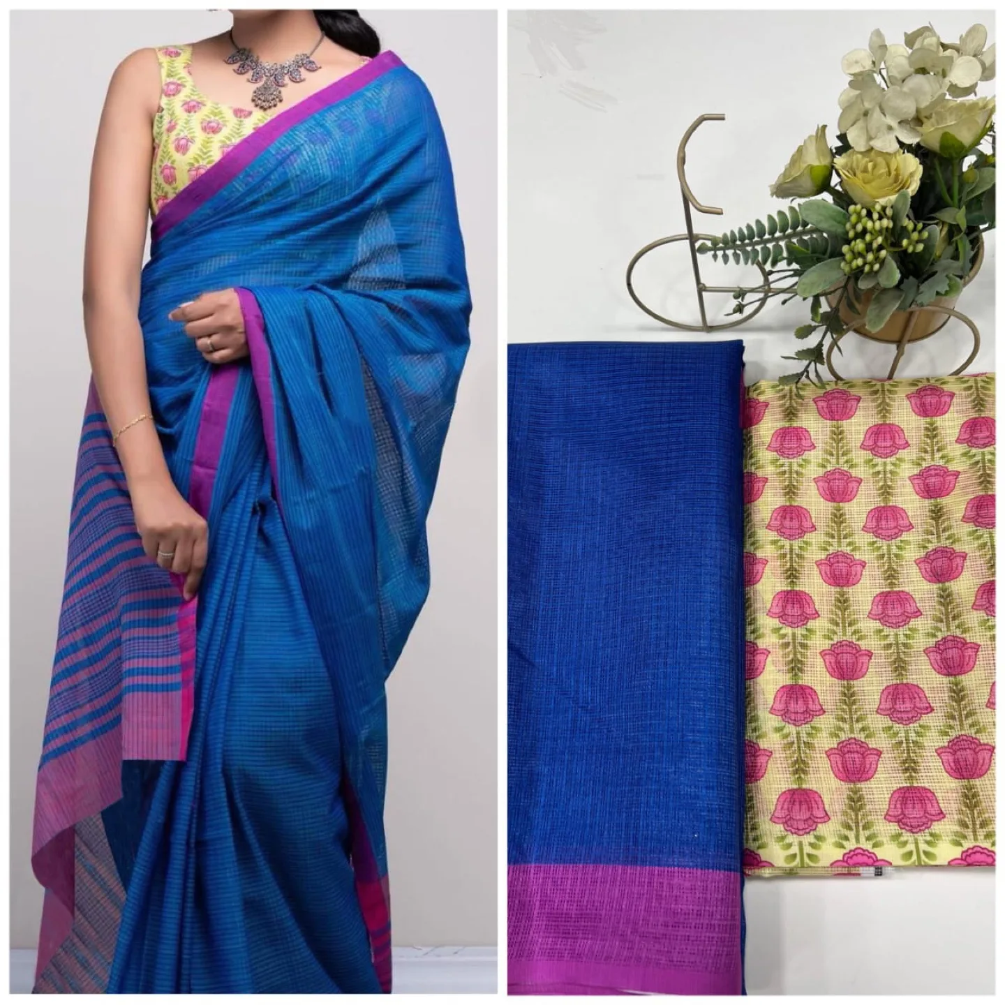 Cotton Saree with Blouse Piece thumbnail