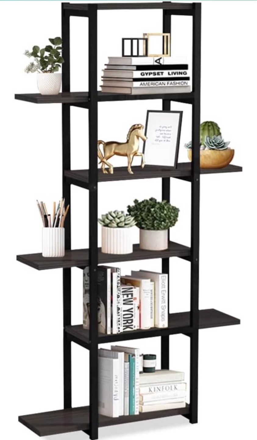 Black Metal and Wood Bookshelf/Plant Stand - photo 3