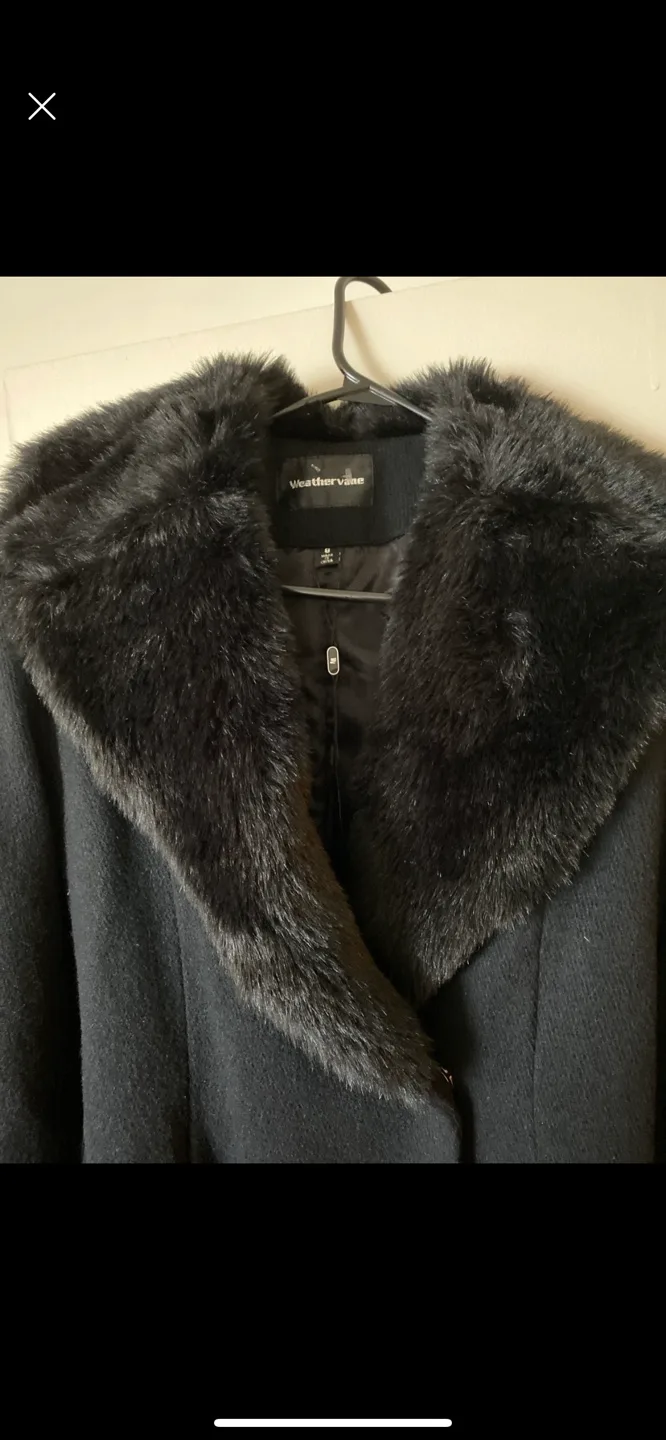 Weather Vane Black Faux Fur Trim Coat image indicator(2)