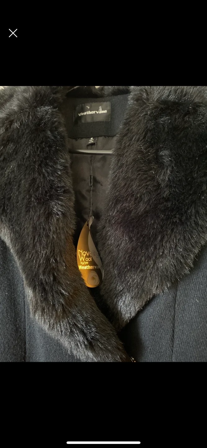 Weather Vane Black Faux Fur Trim Coat image indicator(3)