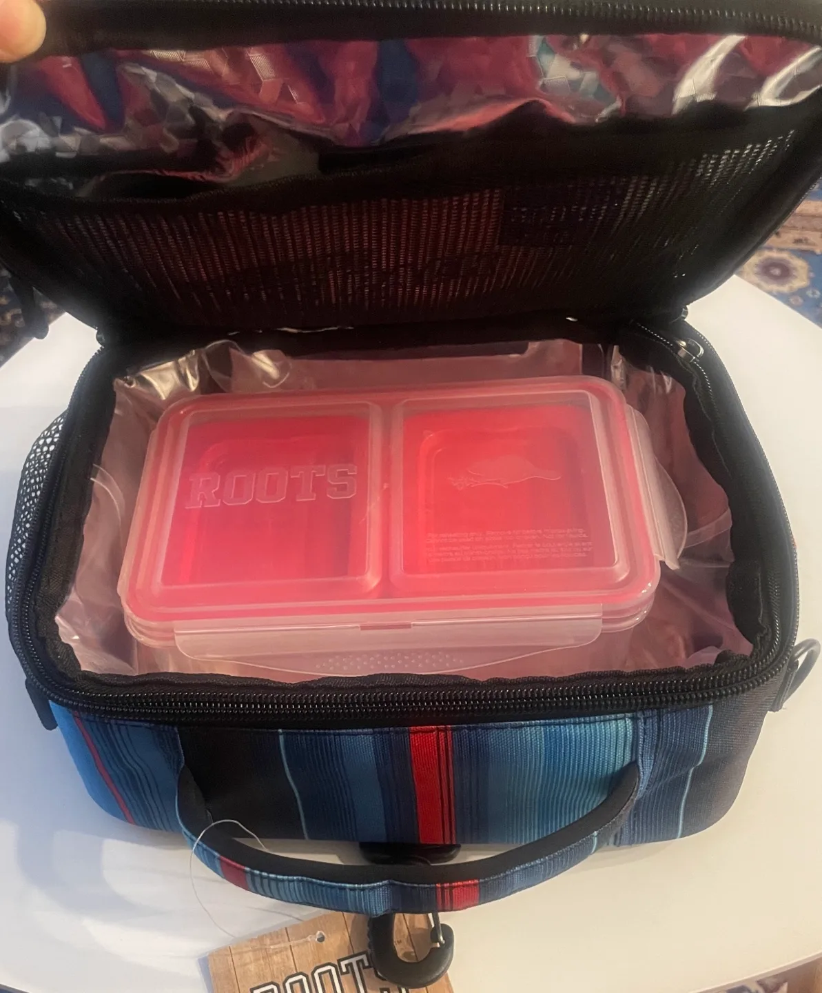 Roots Lunch Box - Blue and Red Stripe image indicator(3)