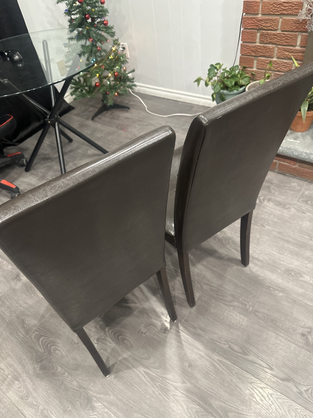 Two Brown Leather Dining Chairs - photo 5