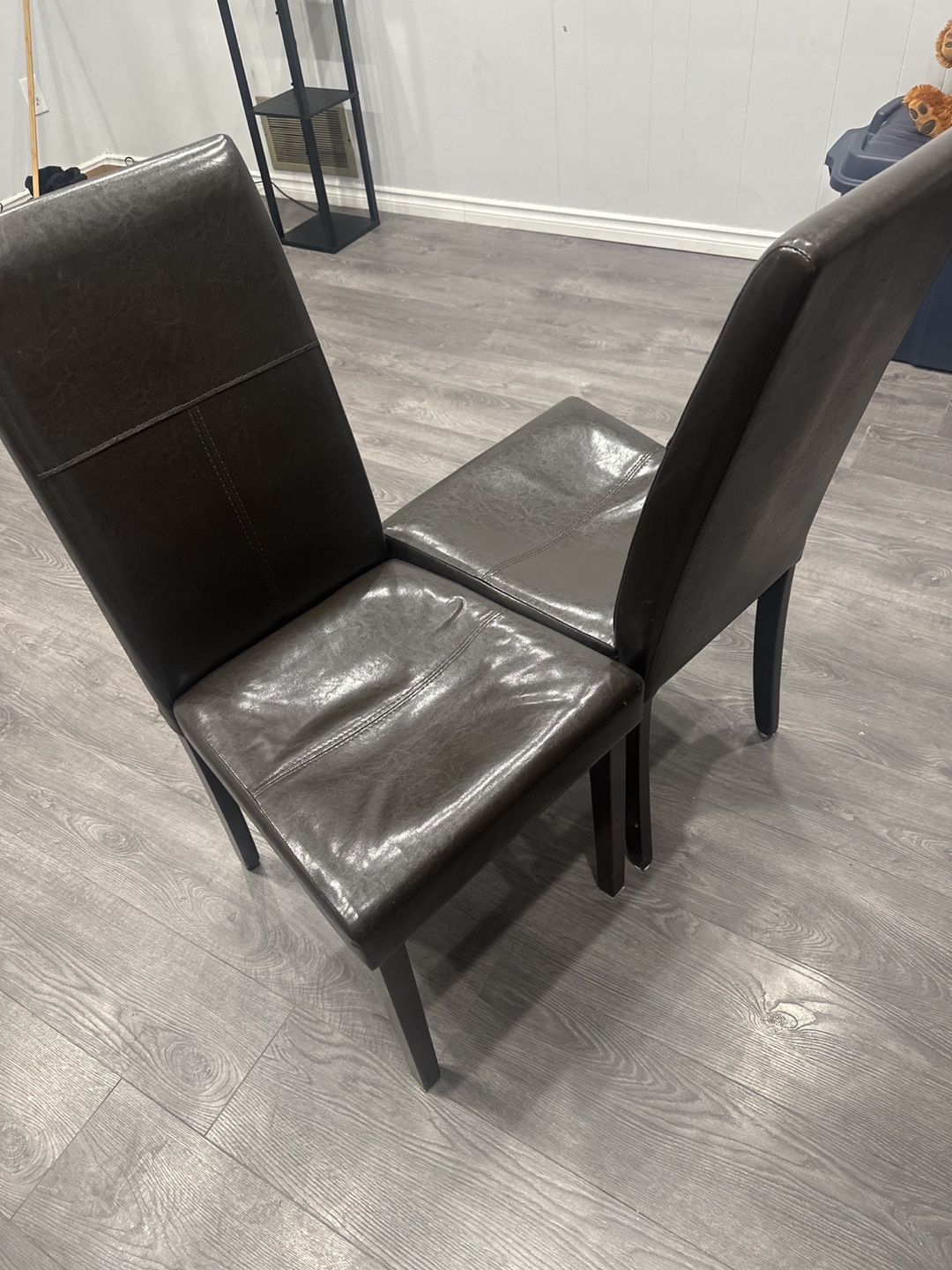 Two Brown Leather Dining Chairs - photo 3