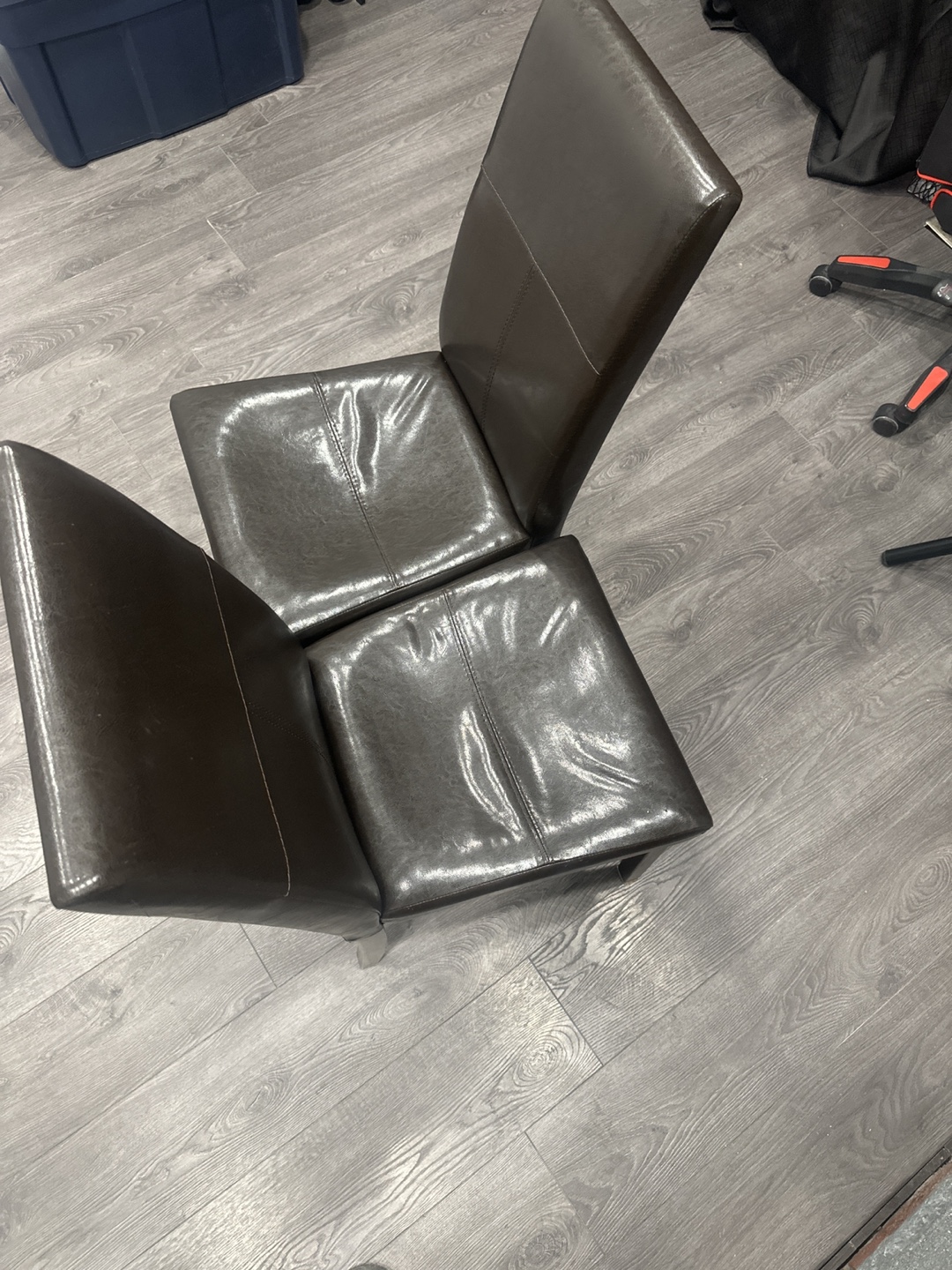 Two Brown Leather Dining Chairs - photo 2