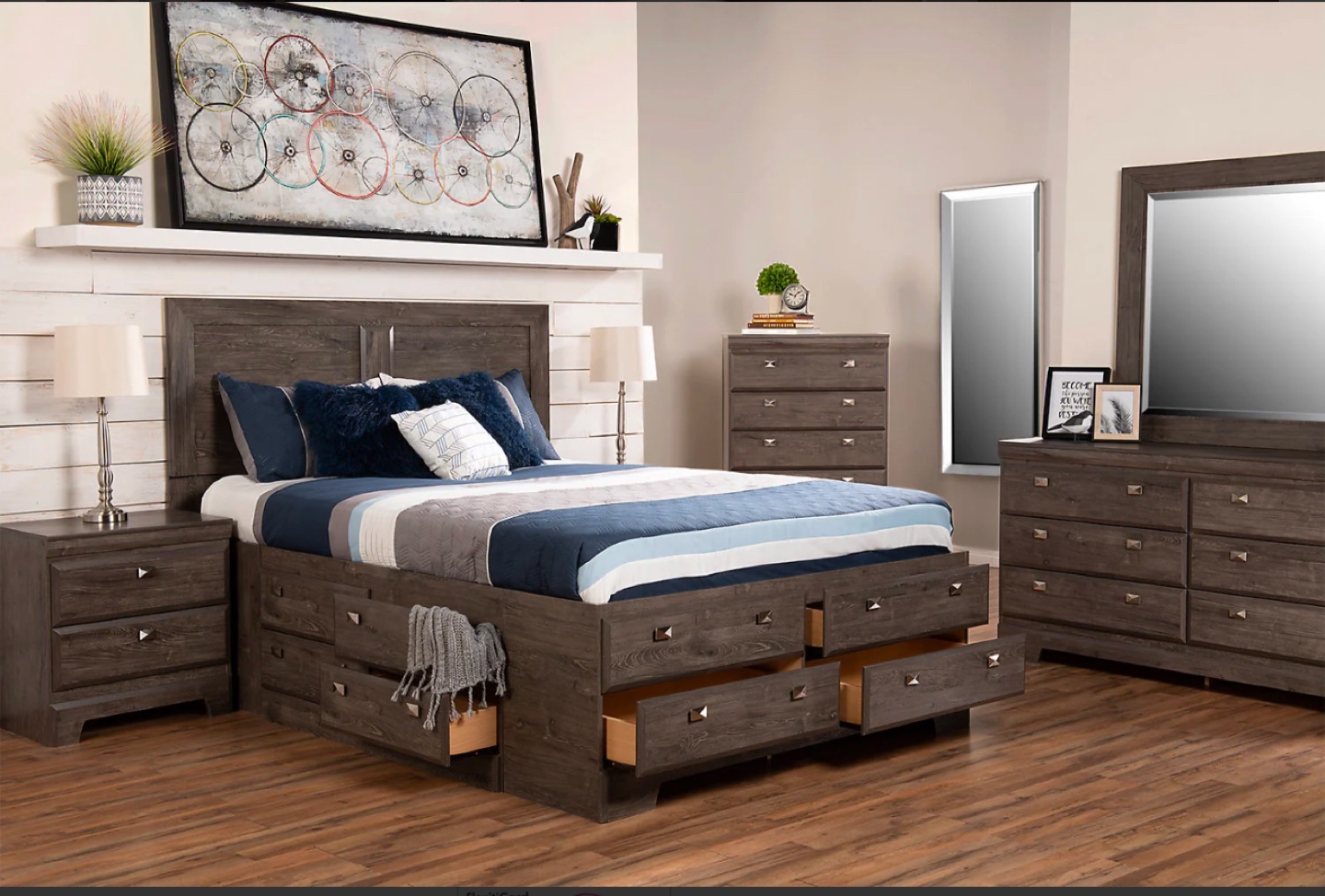 12-Drawer Platform Bed with dresser and 1 nightstand - photo 5