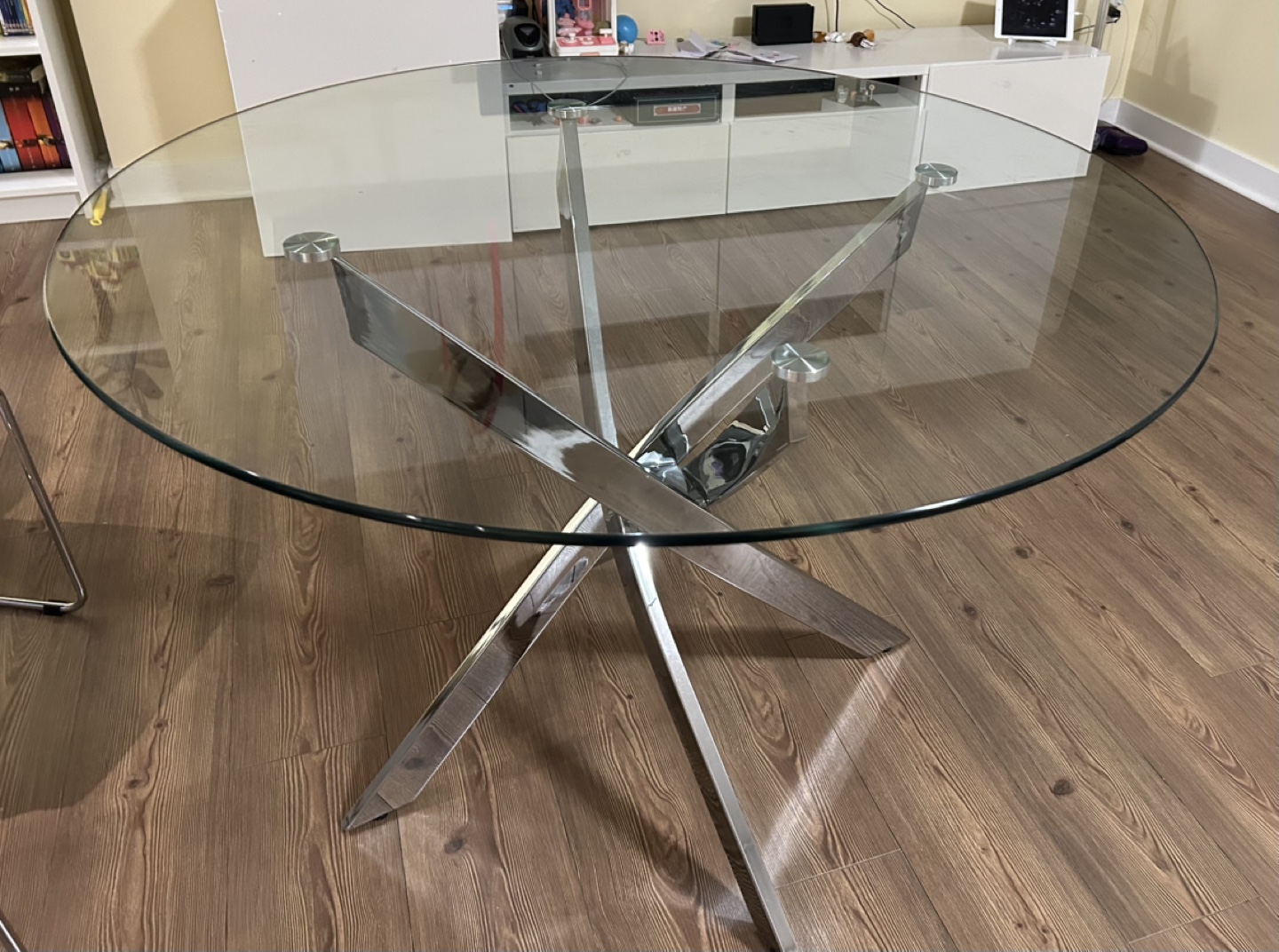 Glass and Chrome Dining Table