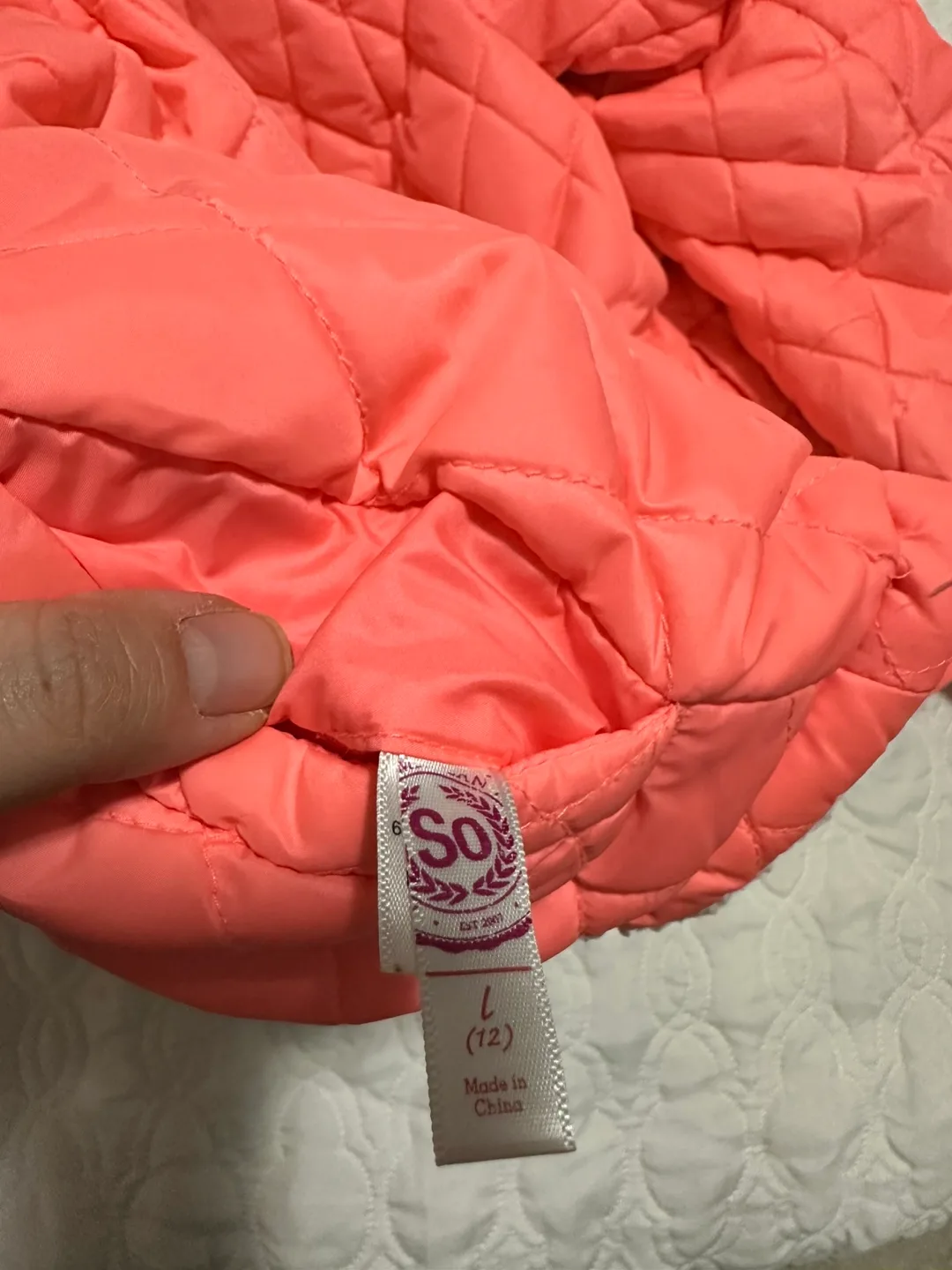 SO Women's Pink and White Fleece Lined Jacket - Size Large image indicator(3)