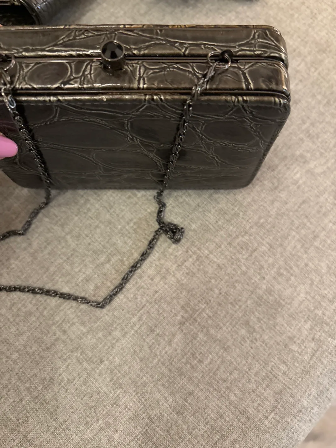 💚🌱 Olga berg designer Crocodile Pattern Clutch image indicator(5)