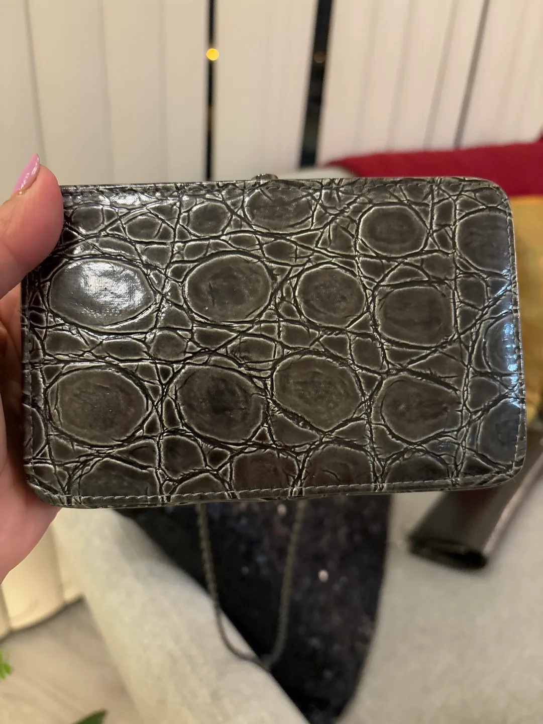 💚🌱 Olga berg designer Crocodile Pattern Clutch image indicator(2)