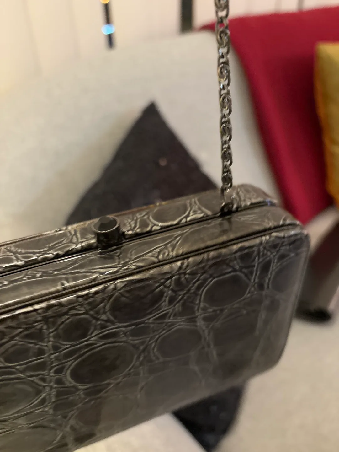 💚🌱 Olga berg designer Crocodile Pattern Clutch image indicator(3)