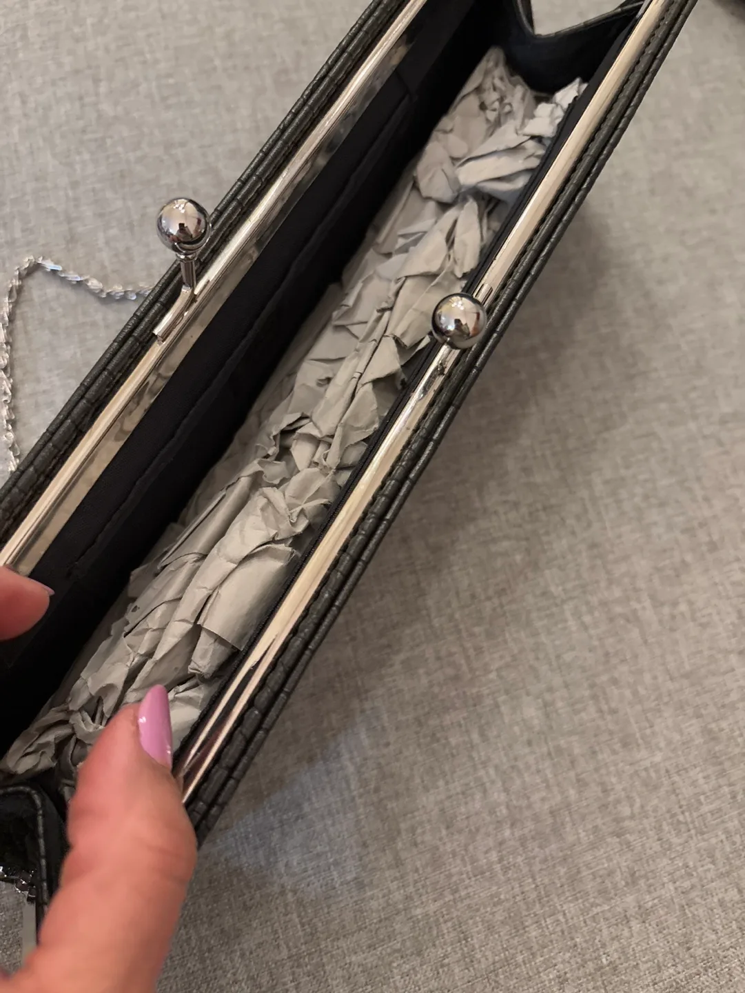 #thrifty picks Black Crocodile Embossed Clutch image indicator(5)
