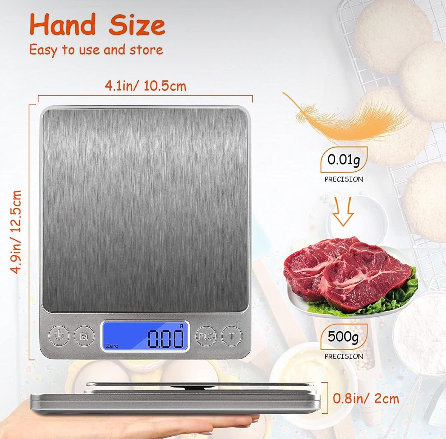 Small Digital Food Kitchen Scale 500g by 0.01Gram/0.001Ounce - photo 2
