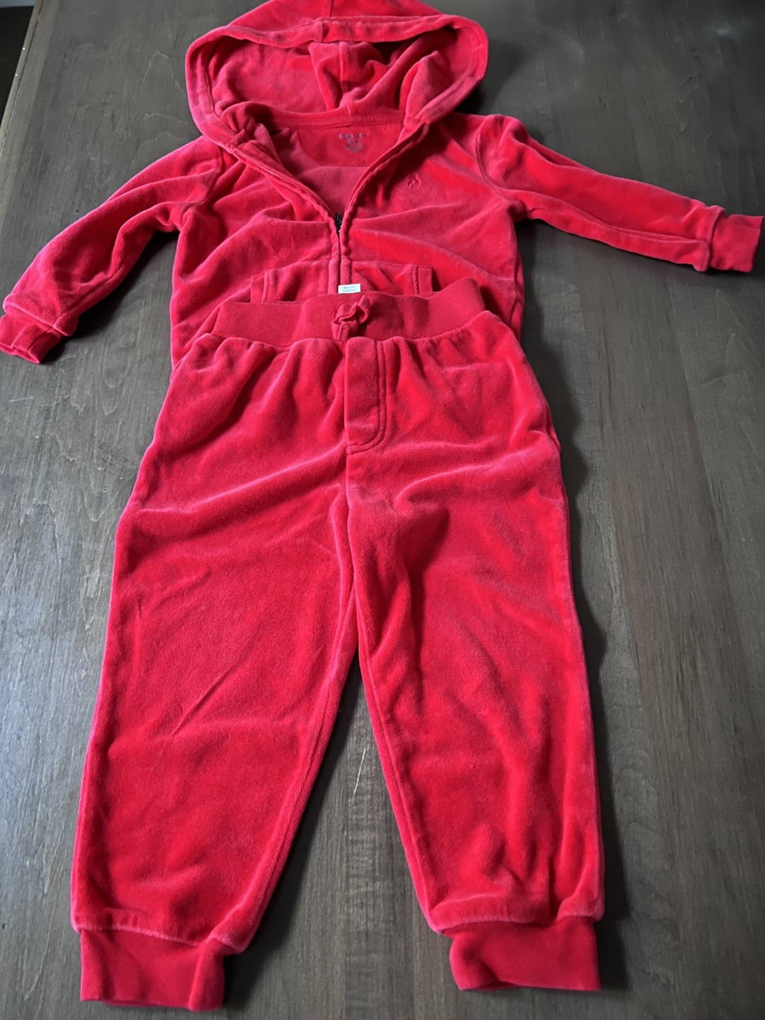 Baby Red Velour Tracksuit