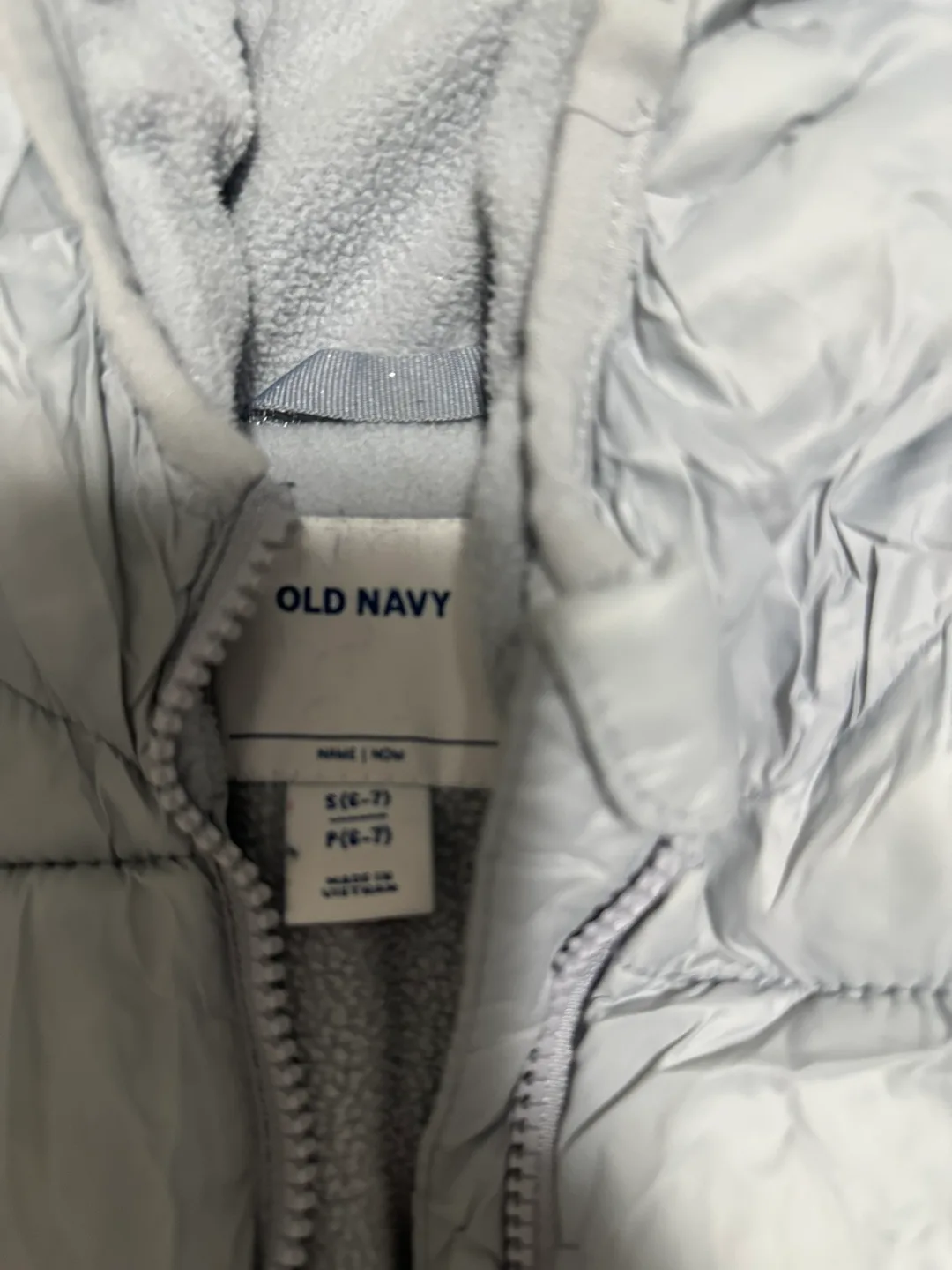 Old Navy Grey Puffer Jacket for kids size 6-7 image indicator(2)