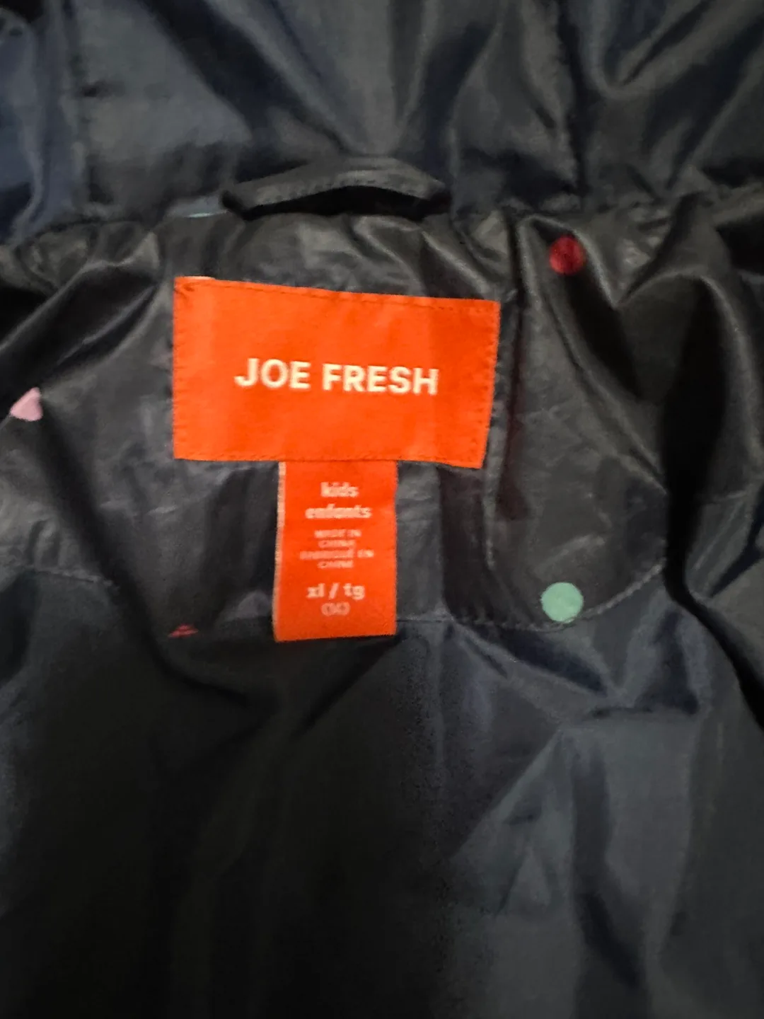 Joe Fresh Kids' Navy Blue Polka Dot Puffer Jacket Size XL/10 image indicator(2)