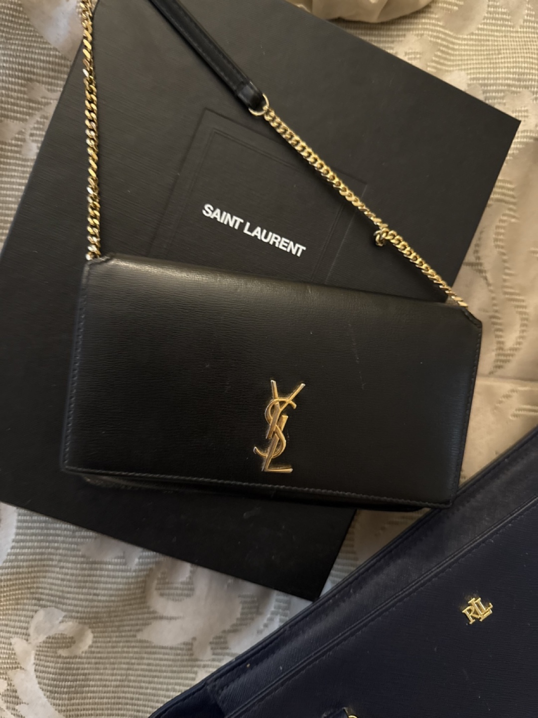 Saint Laurent Black Chain Wallet fits iPhone Pro Max