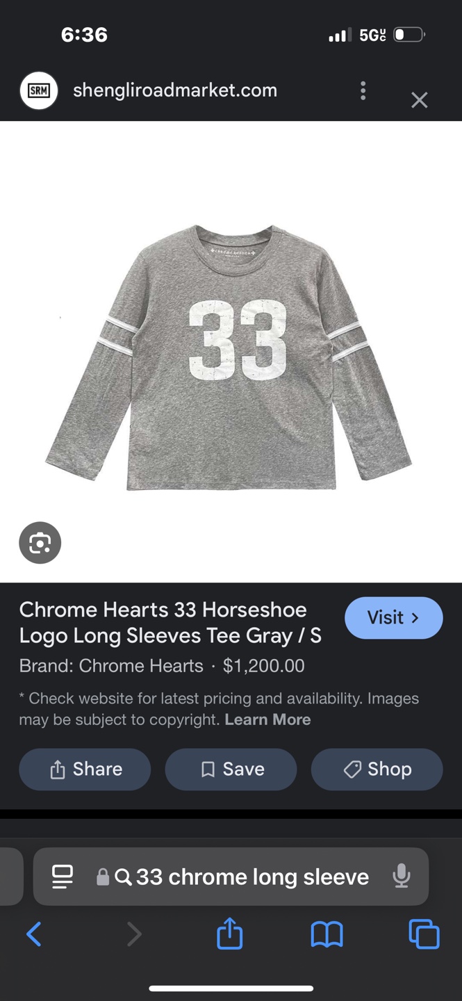 Chrome Hearts 33 Horseshoe Logo Long Sleeve Tee Gray